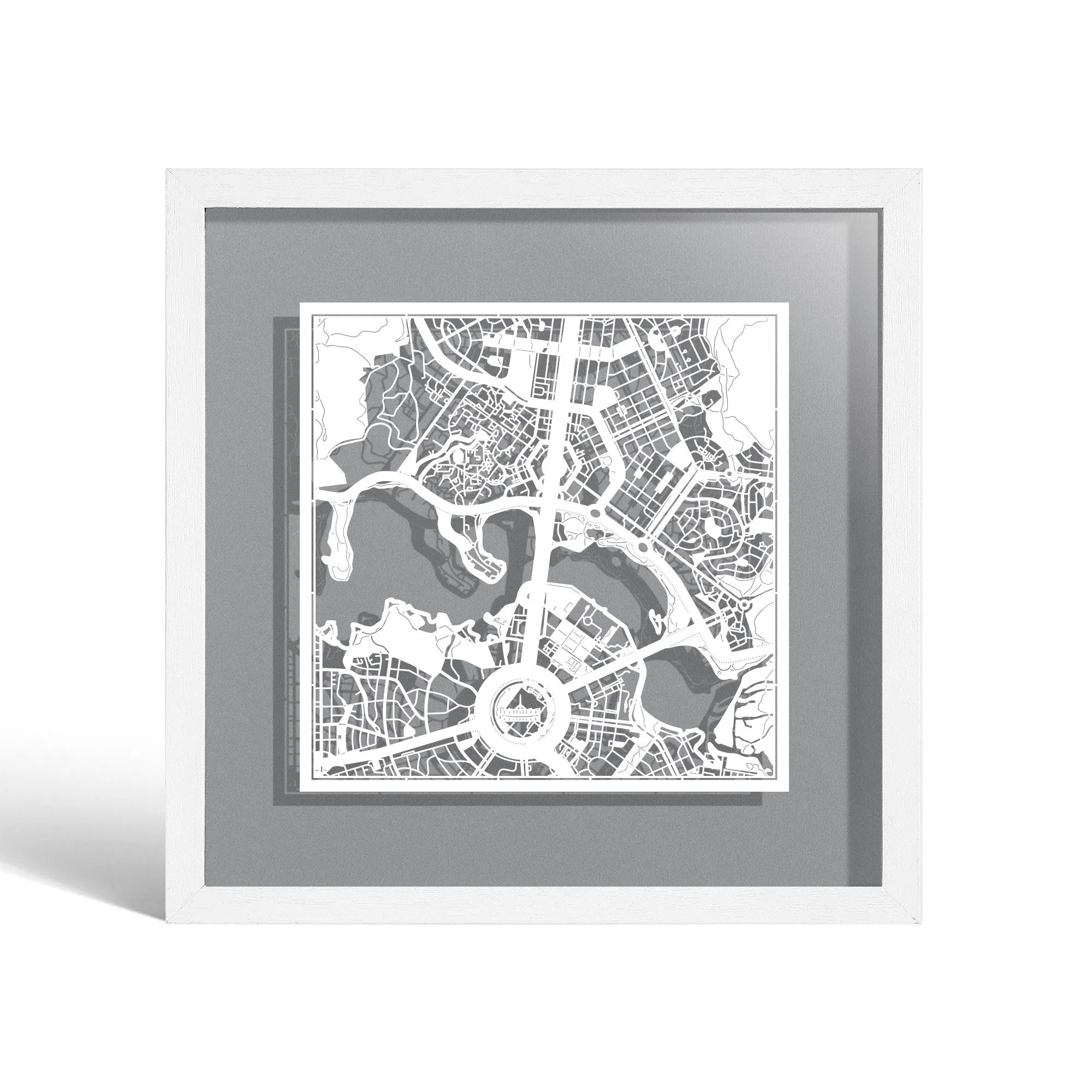 o3designstudio Brisbane Paper cut map framed 9 inch Black map Black frame map art 22MF1014BB