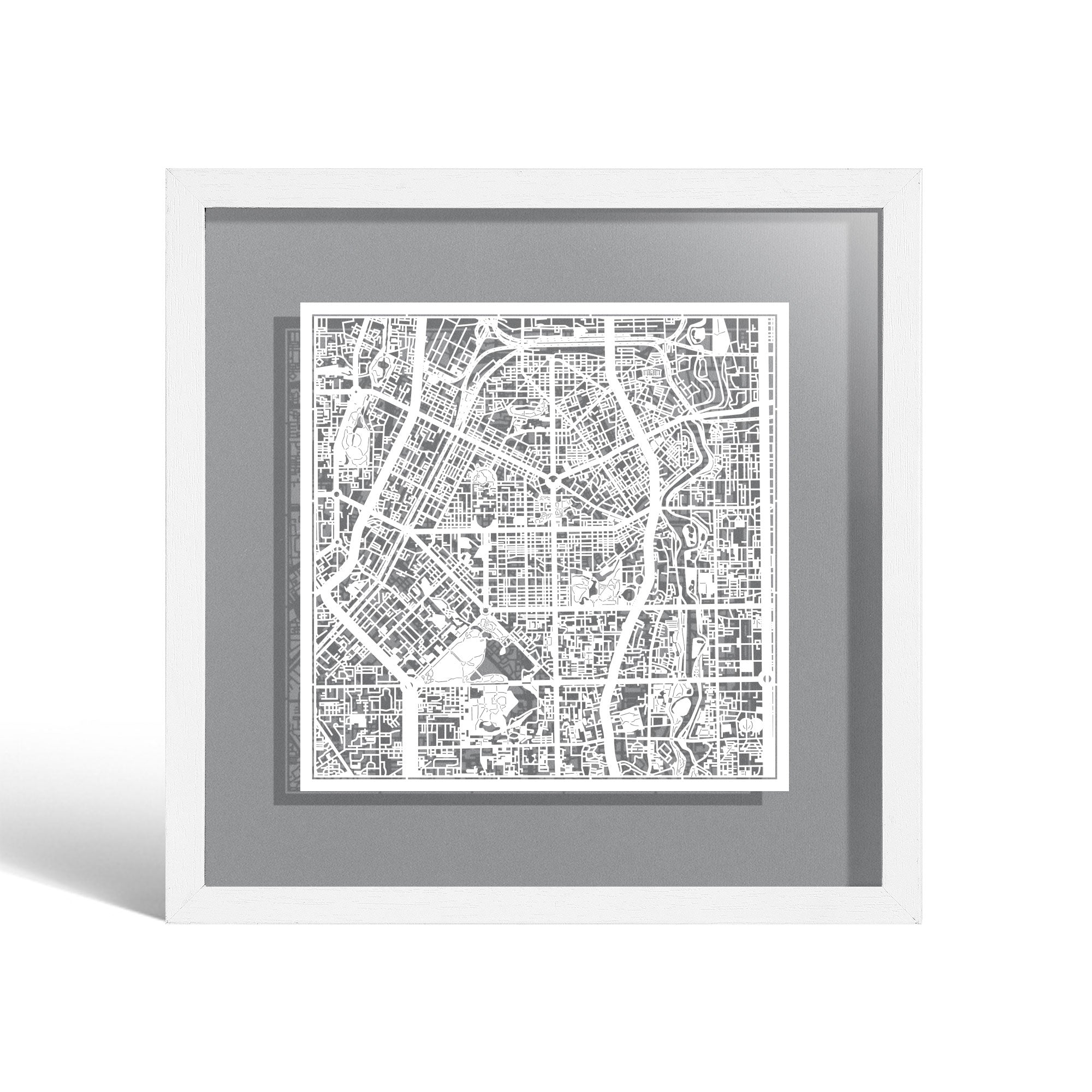 o3designstudio Changchun Paper cut map framed 9 inch White map White frame map art 22MF1049WW
