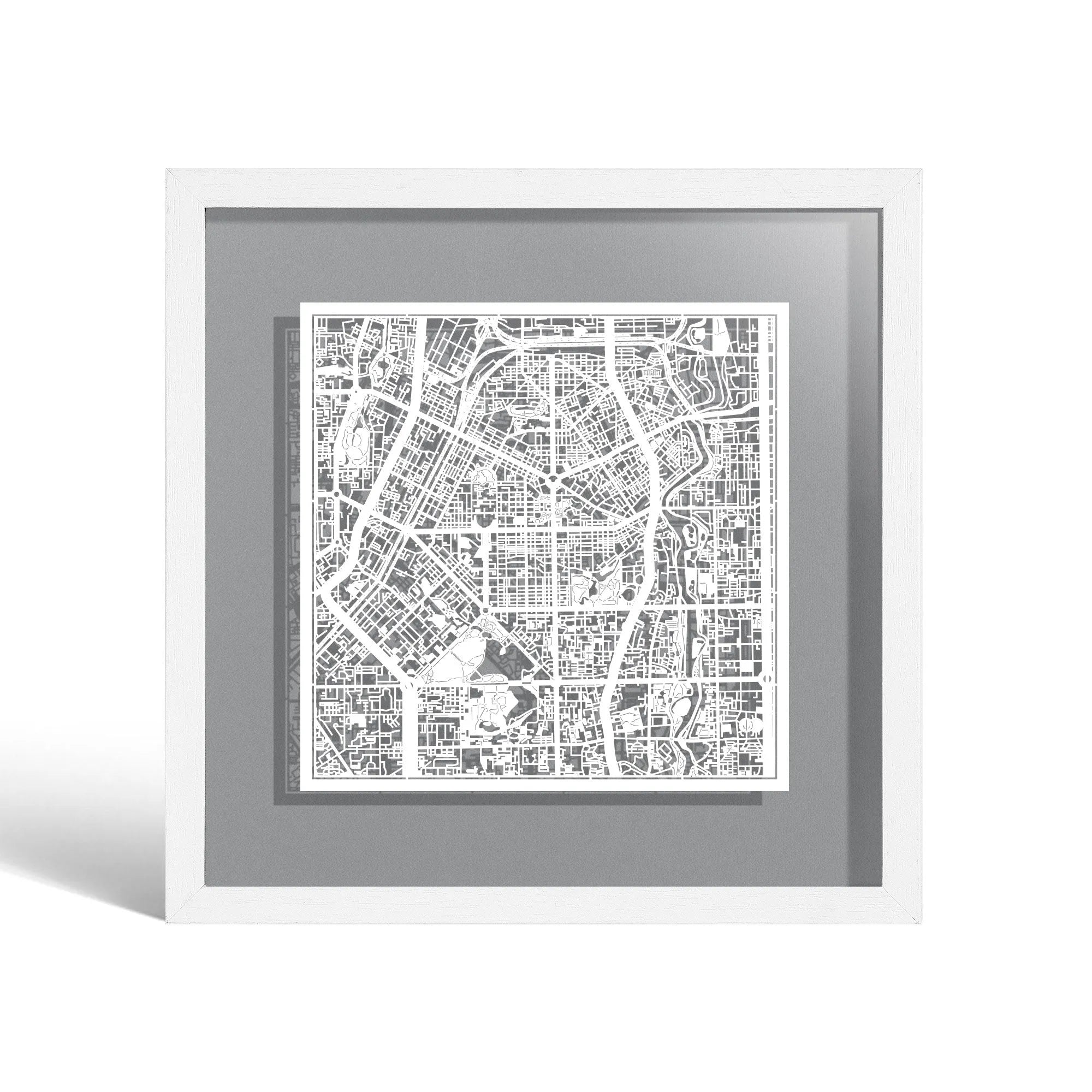 o3designstudio Changchun Paper cut map framed 9 inch White map White frame map art 22MF1049WW