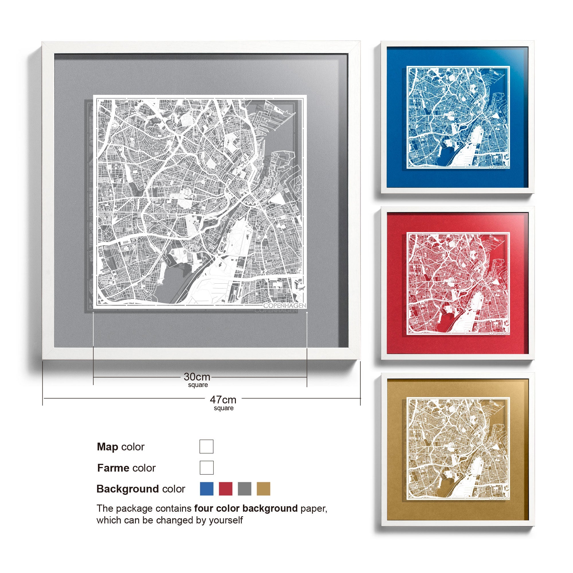 Paper cut maps Europe (central, north) framed 18 in, map art