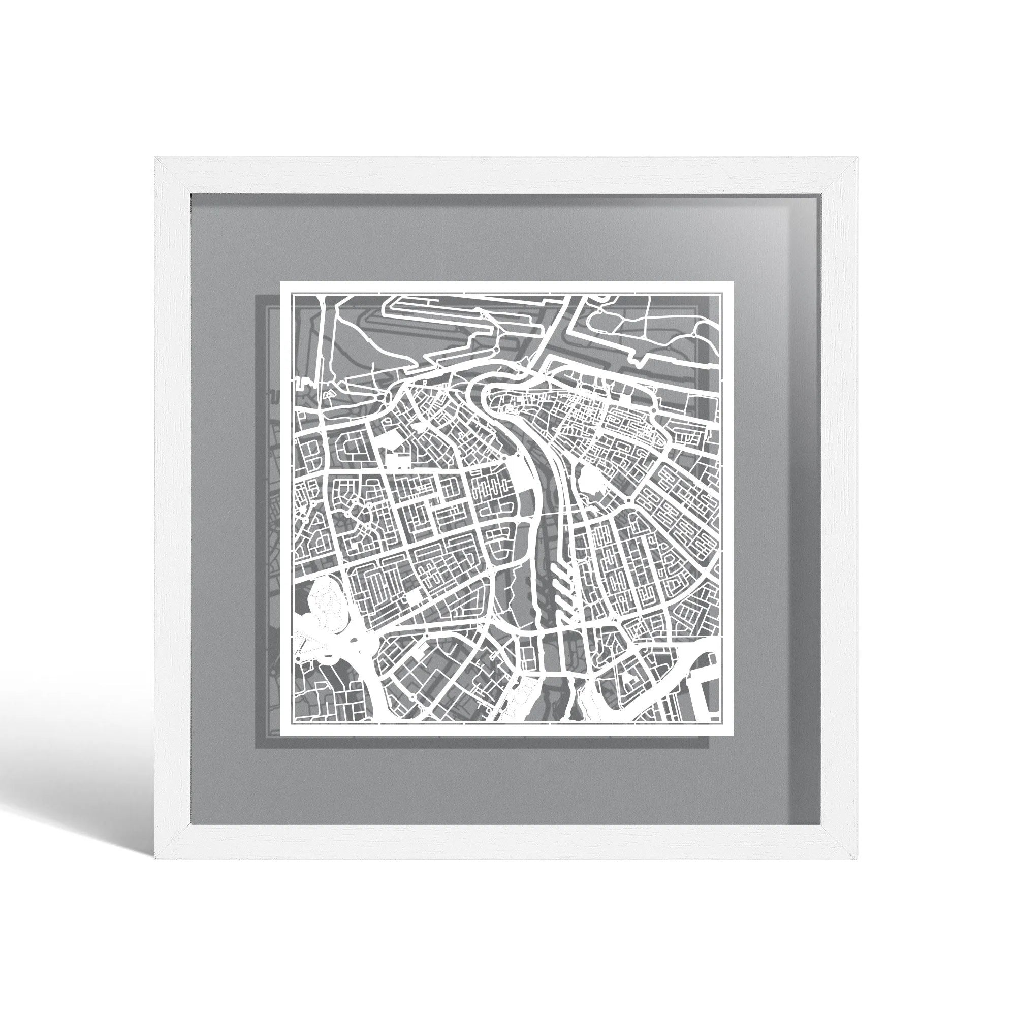 o3designstudio Canberra Paper cut map framed 9 inch Black map Black frame map art 22MF1013BB