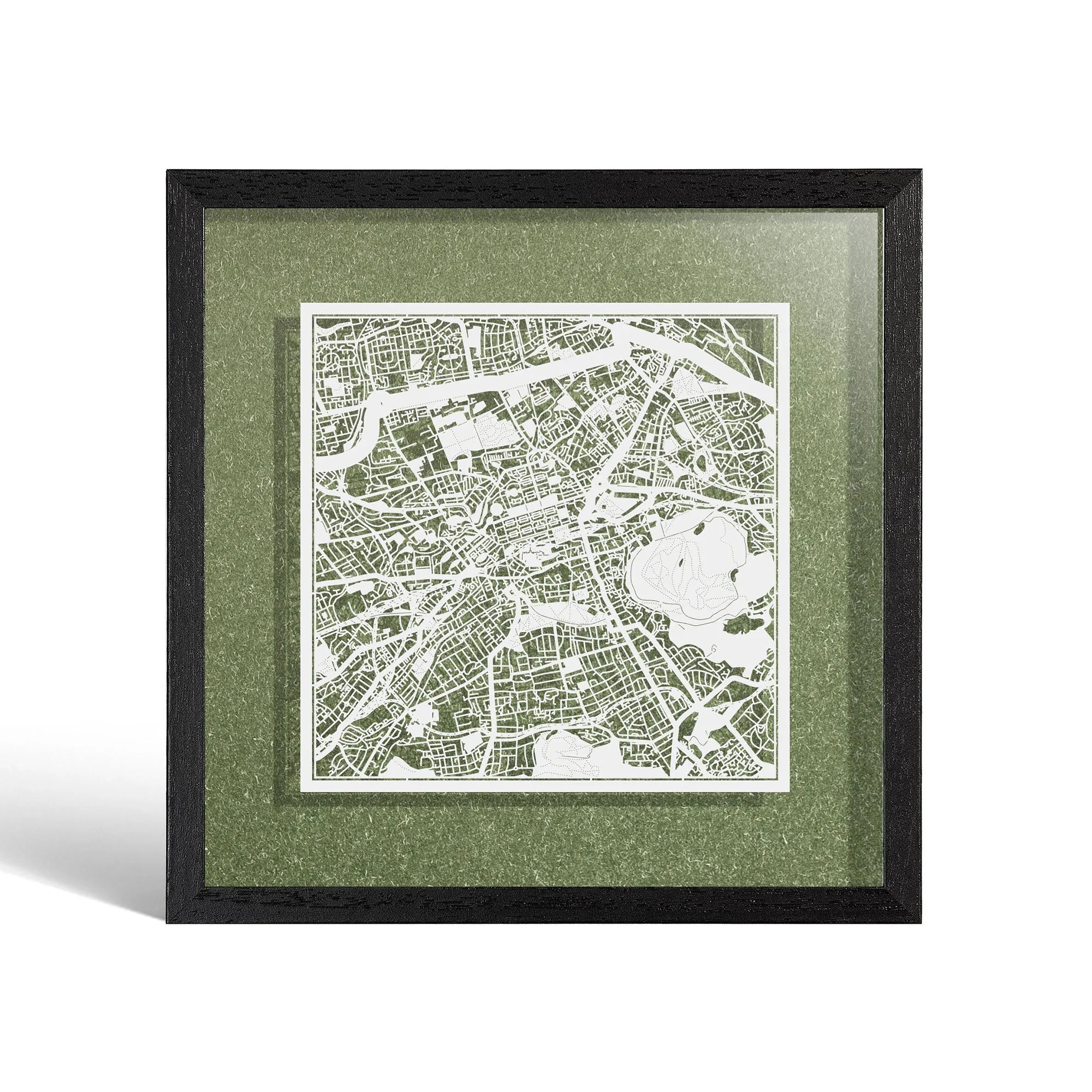 o3designstudio Edinburgh Paper cut map framed 9 inch White map Black frame map art 22MF3019BW