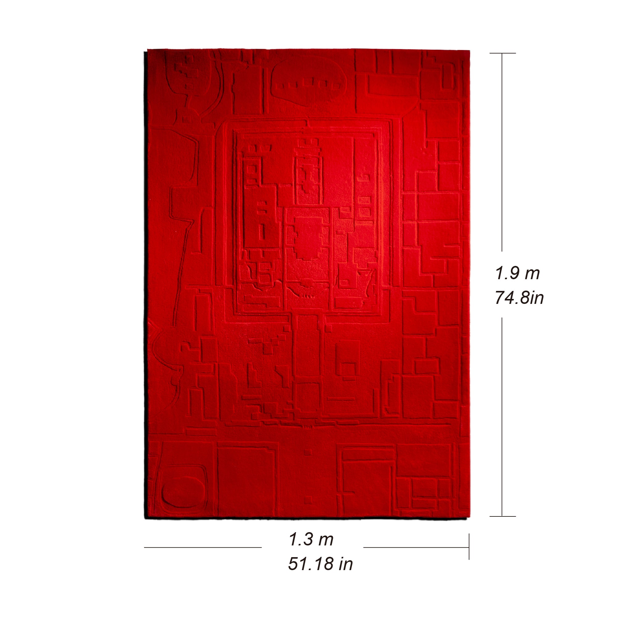 Hand tufted rug Beijing. 130 × 190 cm Red, 100% New Zealand Wool, Color and size can be customized