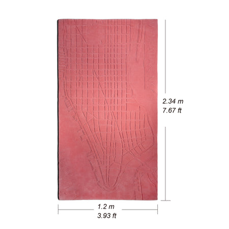Hand tufted rug Manhattan, New York. 120 × 234 cm Pink, 100% New Zealand Wool, Color and size can be customized, Urban Fabric rug - Product size