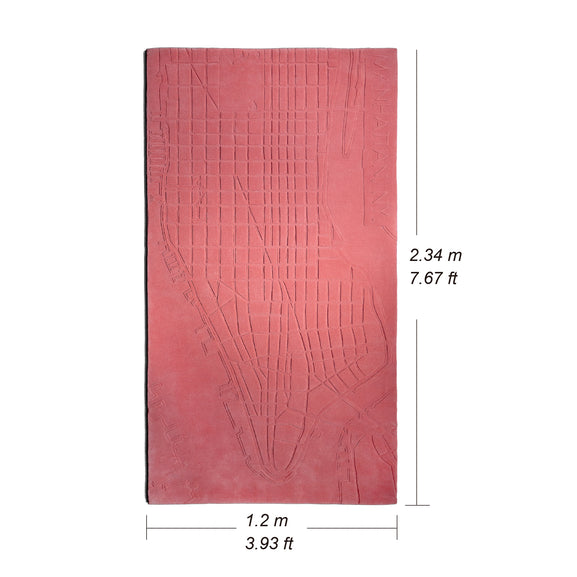 Hand tufted rug Manhattan, New York. 120 × 234 cm Pink, 100% New Zealand Wool, Color and size can be customized, Urban Fabric rug - Product size