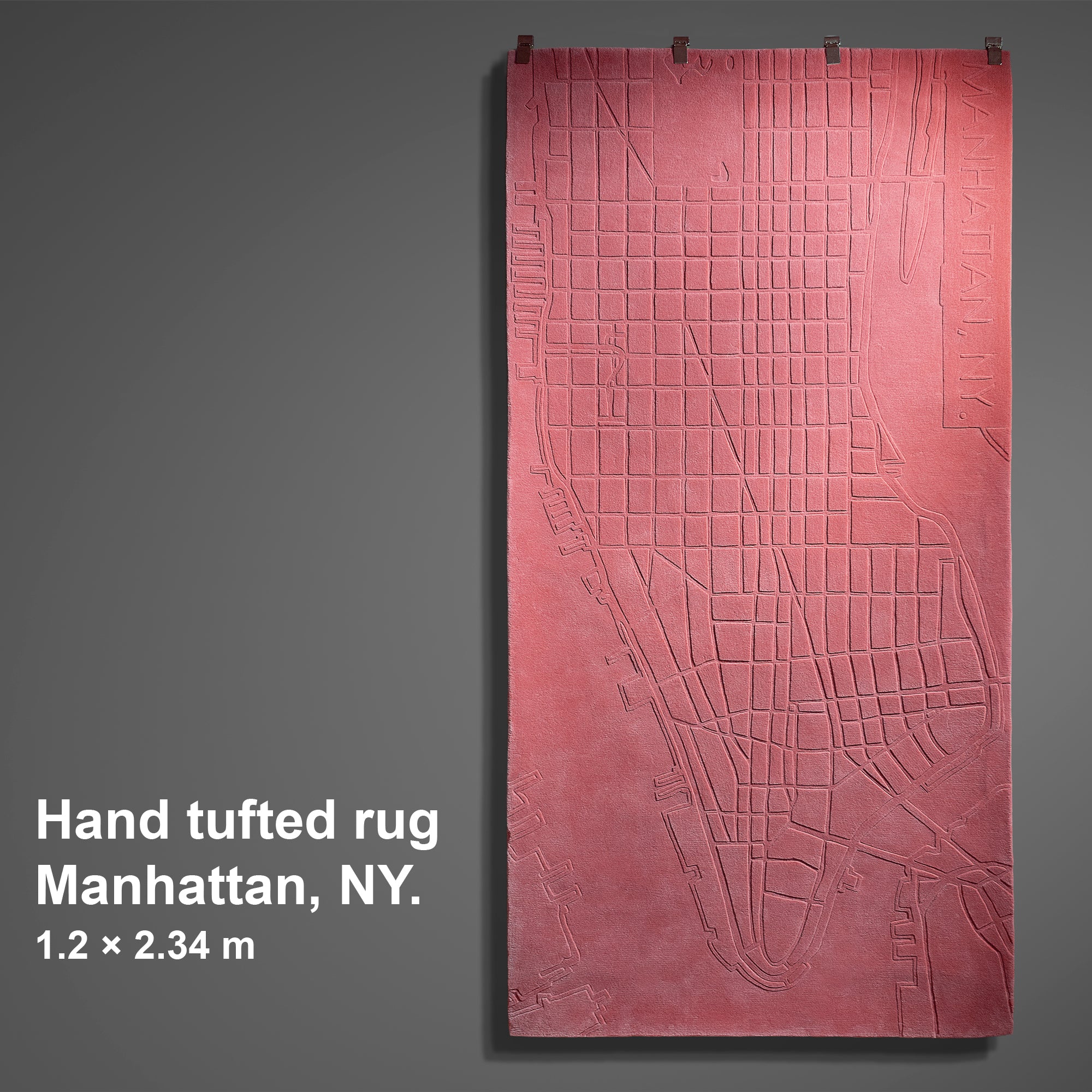 Hand tufted rug Manhattan, New York. 120 × 234 cm Pink, 100% New Zealand Wool, Color and size can be customized, Urban Fabric rug