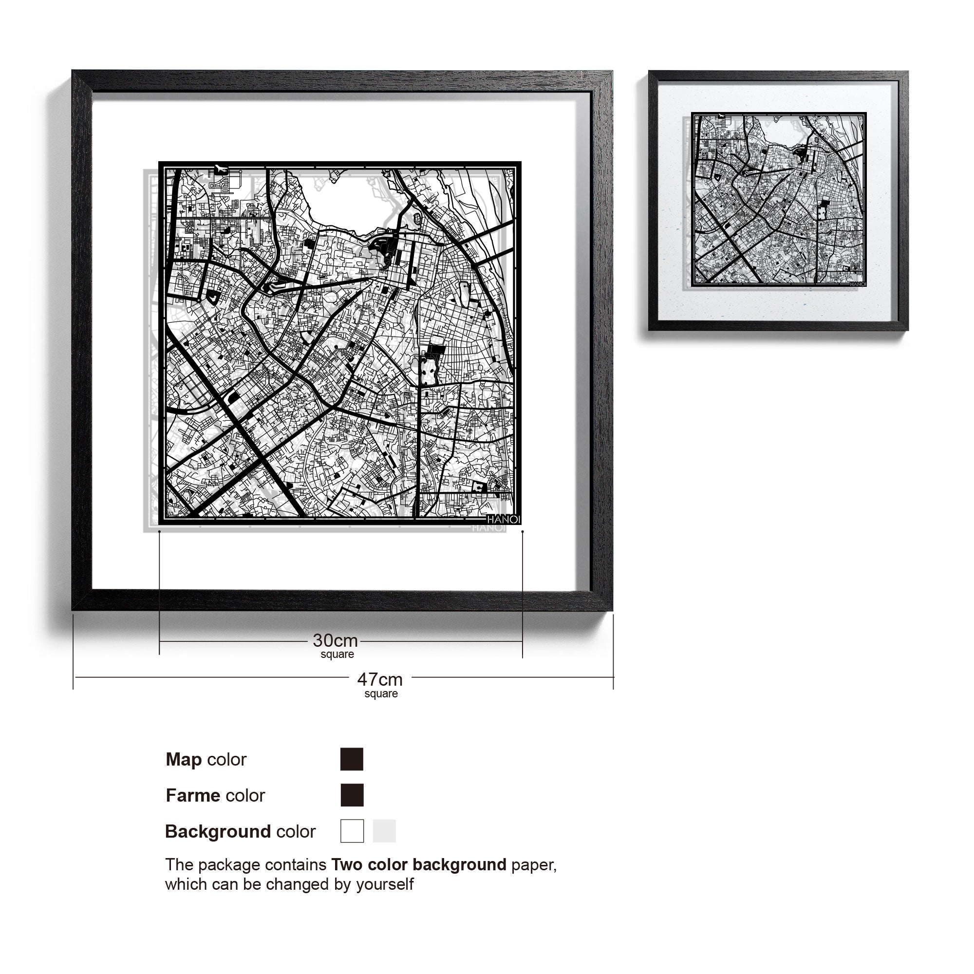 Paper cut maps Asia (South, Southeast, West) & Oceania framed 18 in, map art