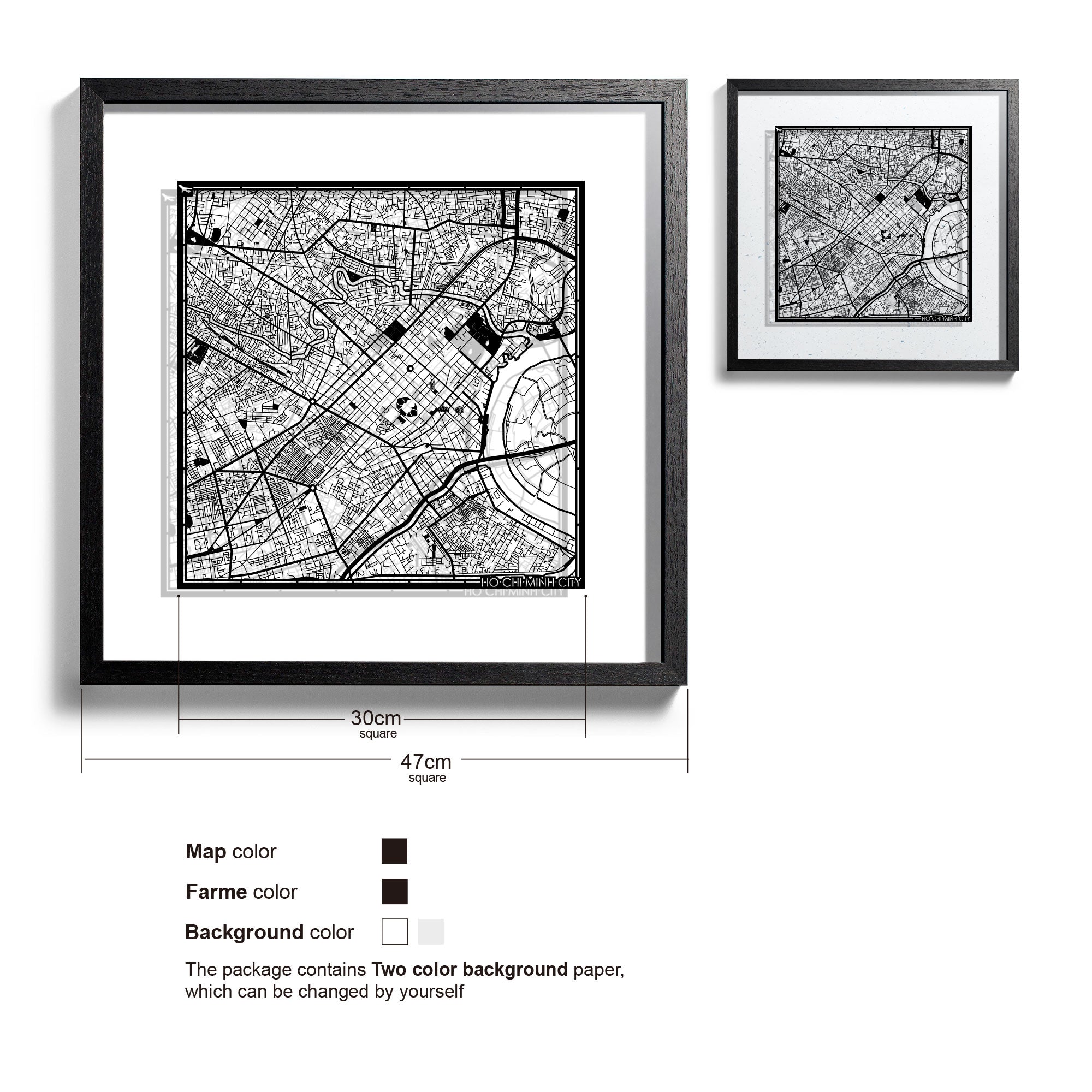 Paper cut maps Asia (South, Southeast, West) & Oceania framed 18 in, map art