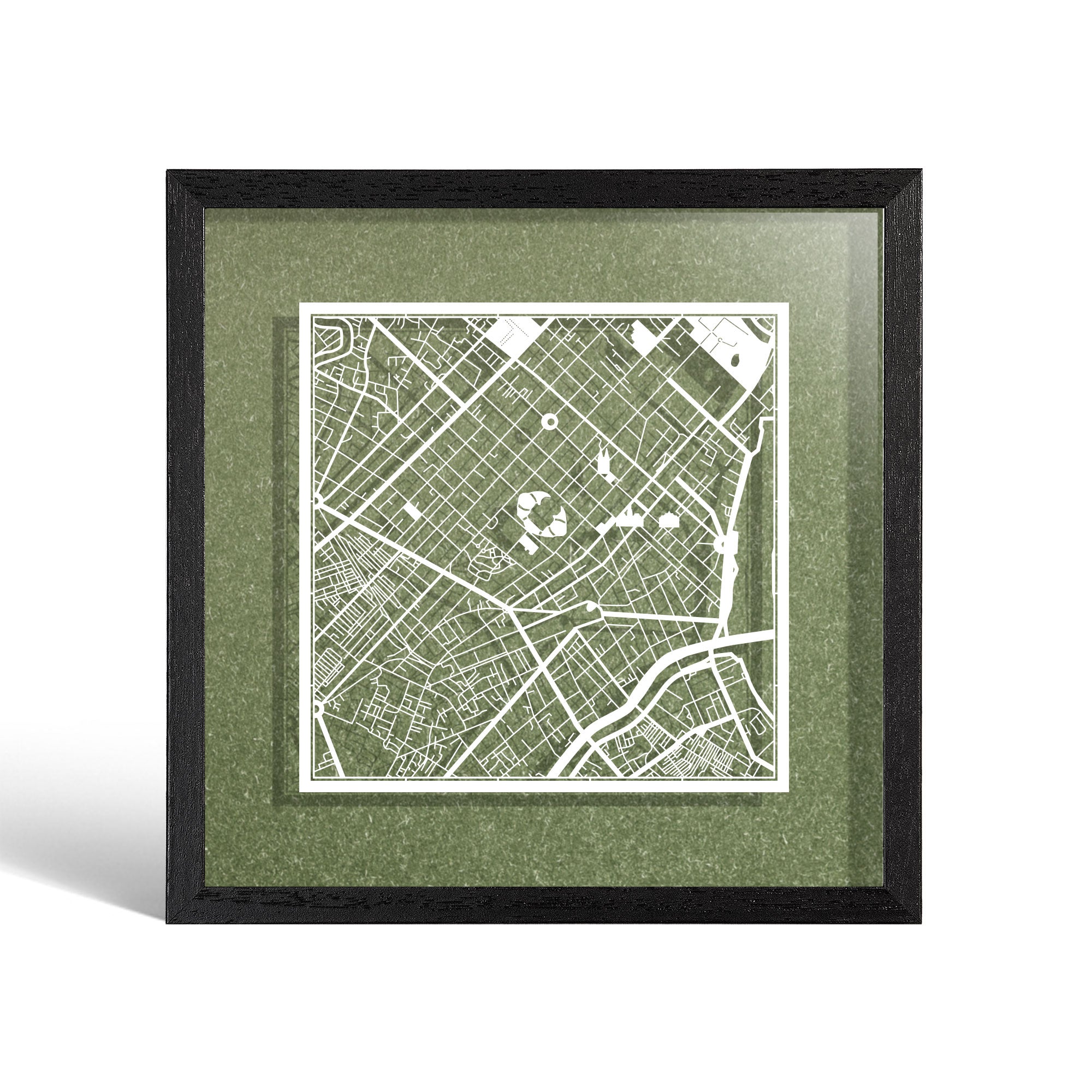 o3designstudio Ho Chi Minh City Paper cut map framed 9 inch White map Black frame map art 22MF1031BW