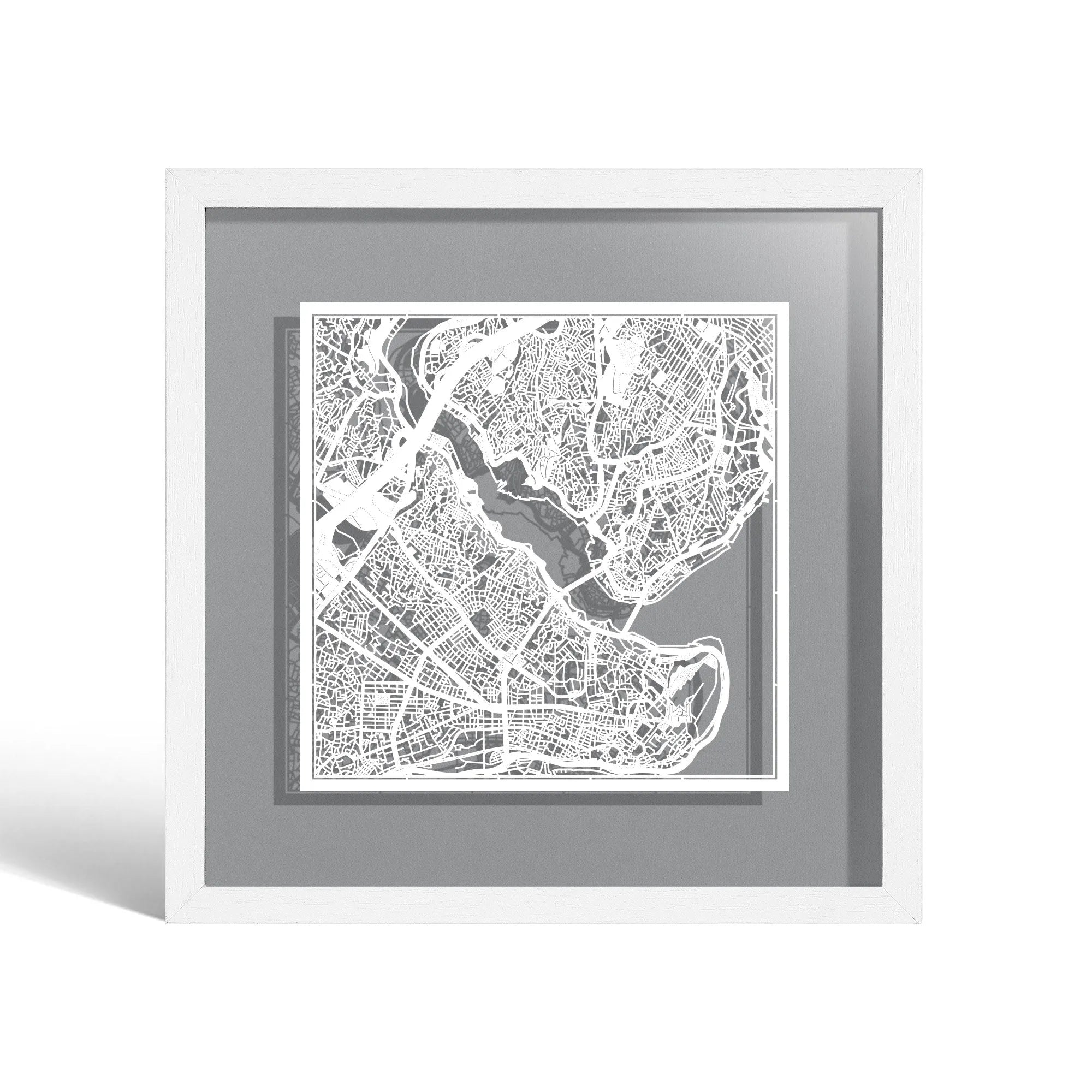 o3designstudio Ho Chi Minh City Paper cut map framed 9 inch Black map Black frame map art 22MF1031BB