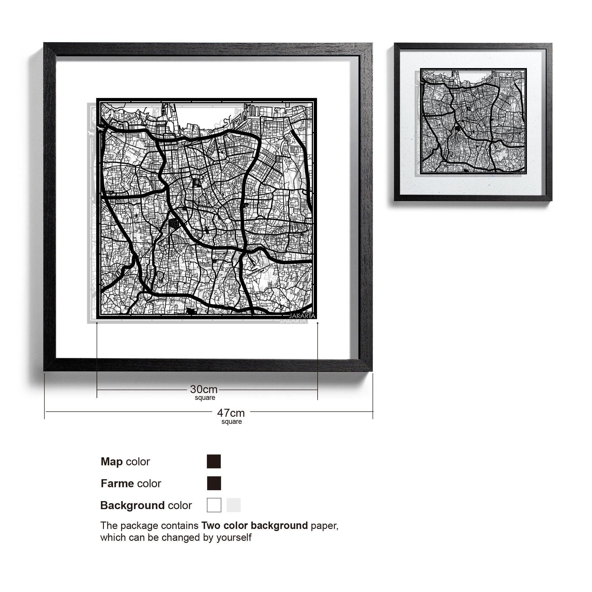 Paper cut maps Asia (South, Southeast, West) & Oceania framed 18 in, map art