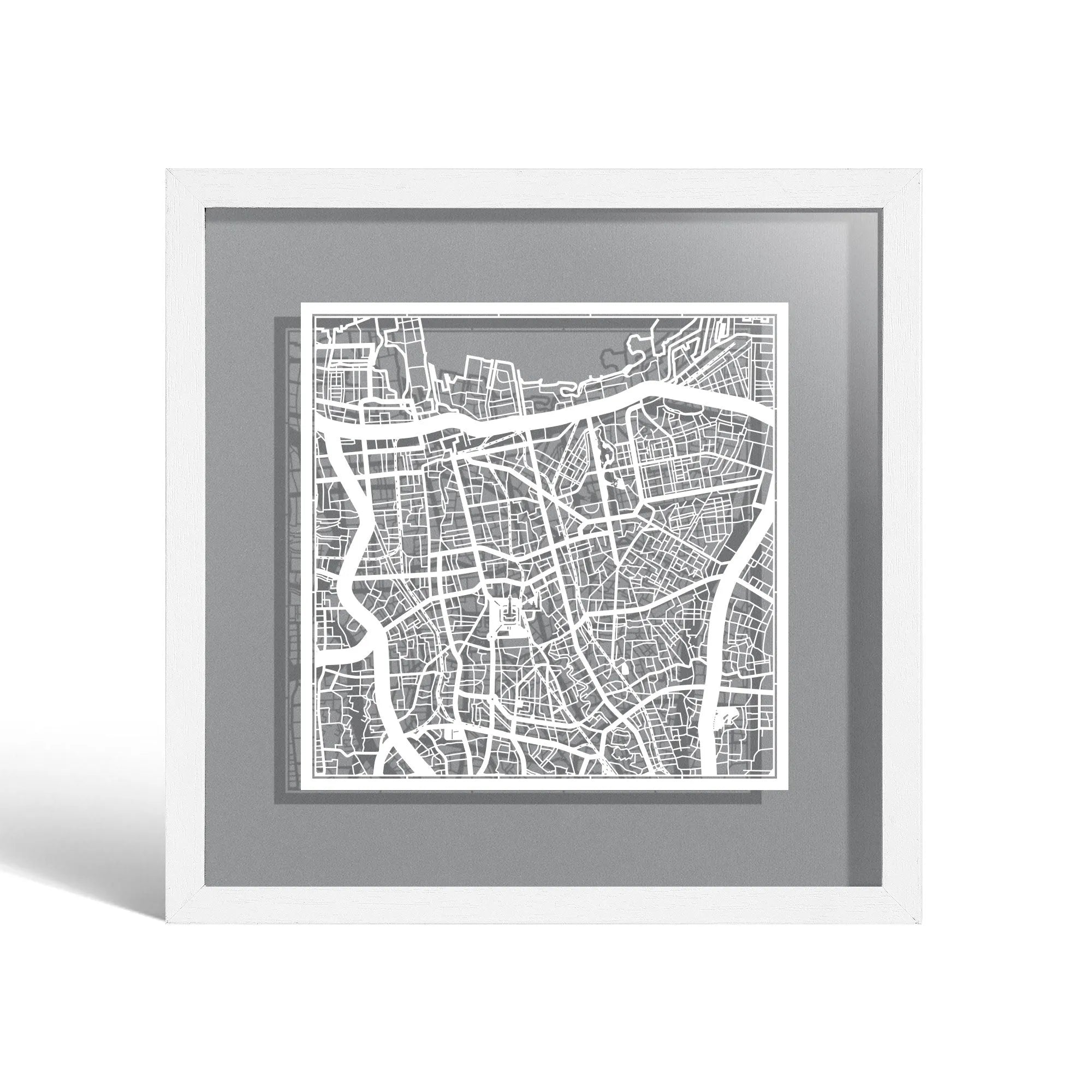 o3designstudio Istanbul Paper cut map framed 9 inch Black map Black frame map art 22MF1009BB