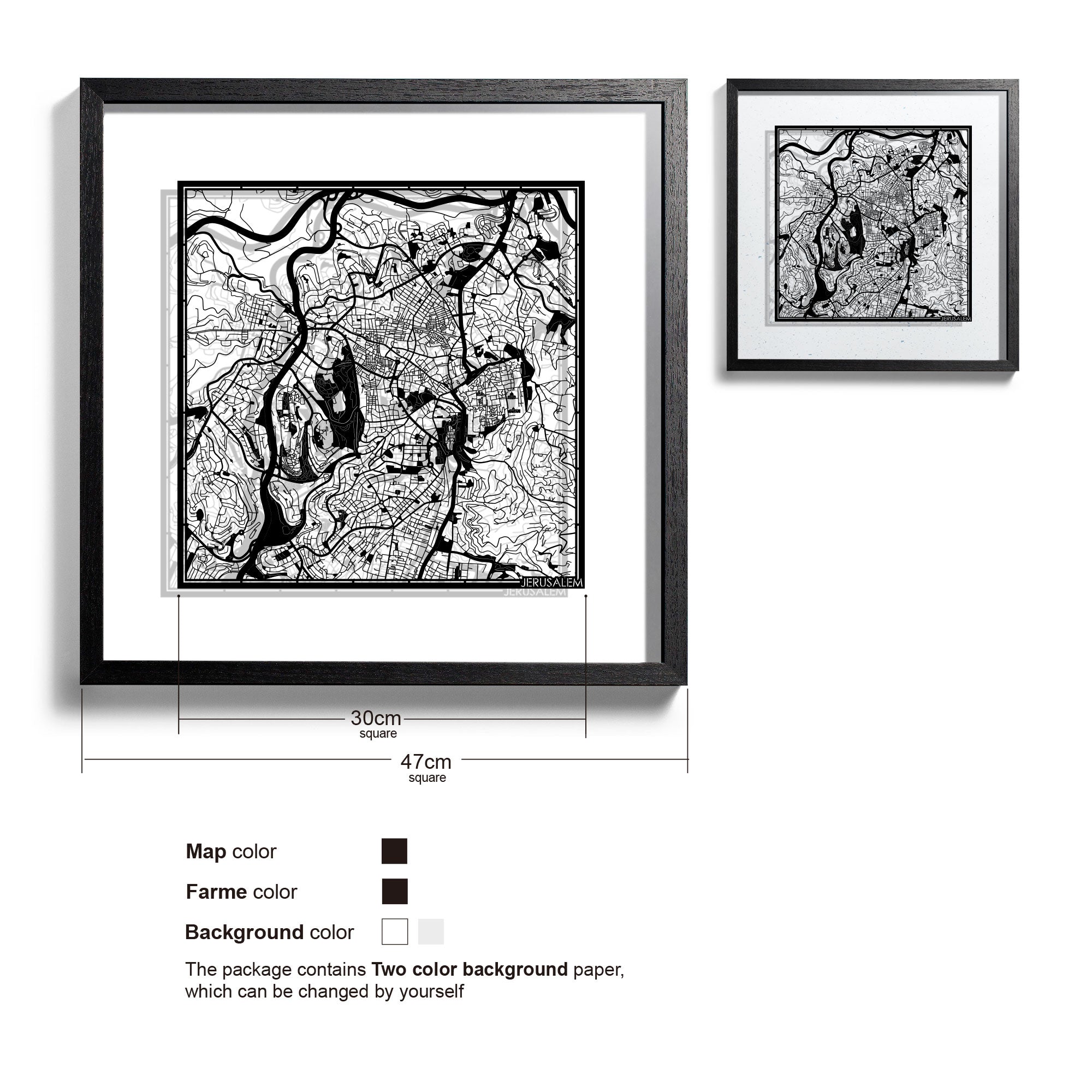 Paper cut maps Asia (South, Southeast, West) & Oceania framed 18 in, map art