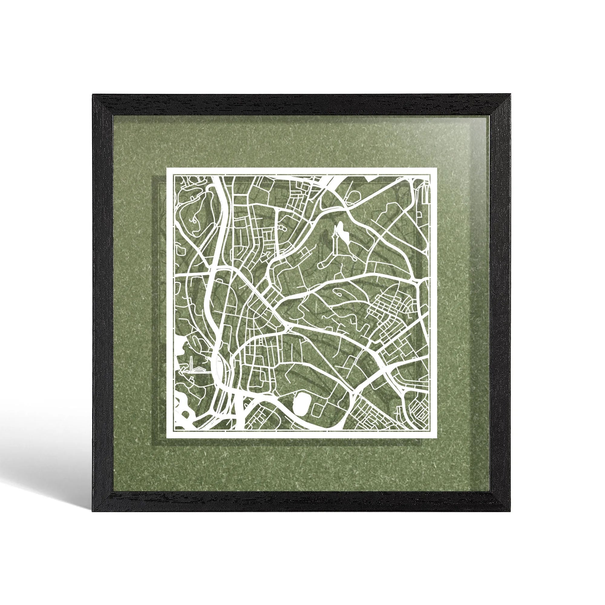 o3designstudio Kuala Lumpur Paper cut map framed 9 inch White map White frame map art 22MF1017WW