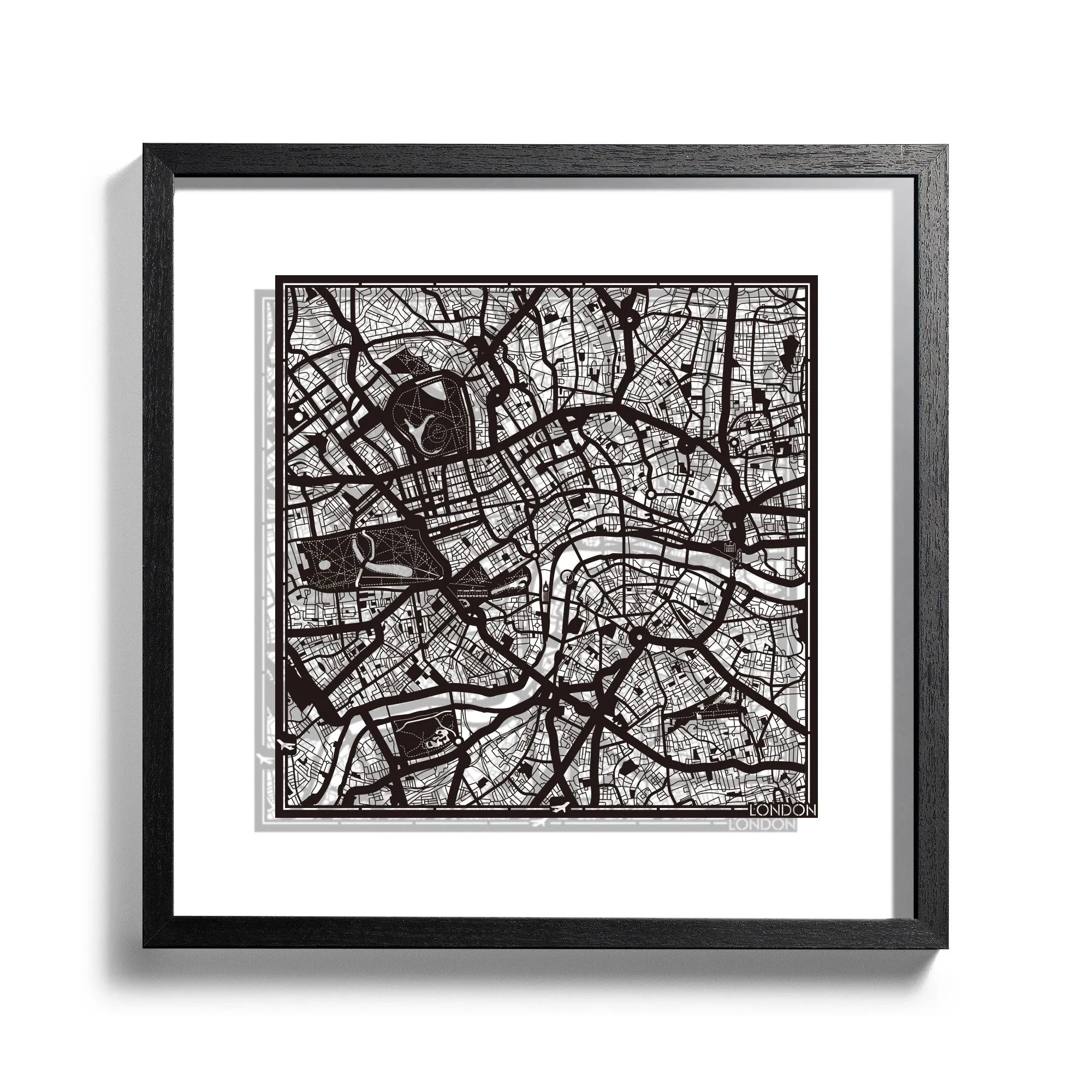 o3designstudio-London-Paper-cut-map-framed-18-inch-Black-map-Black-frame-map-art-45MF3001BB-1