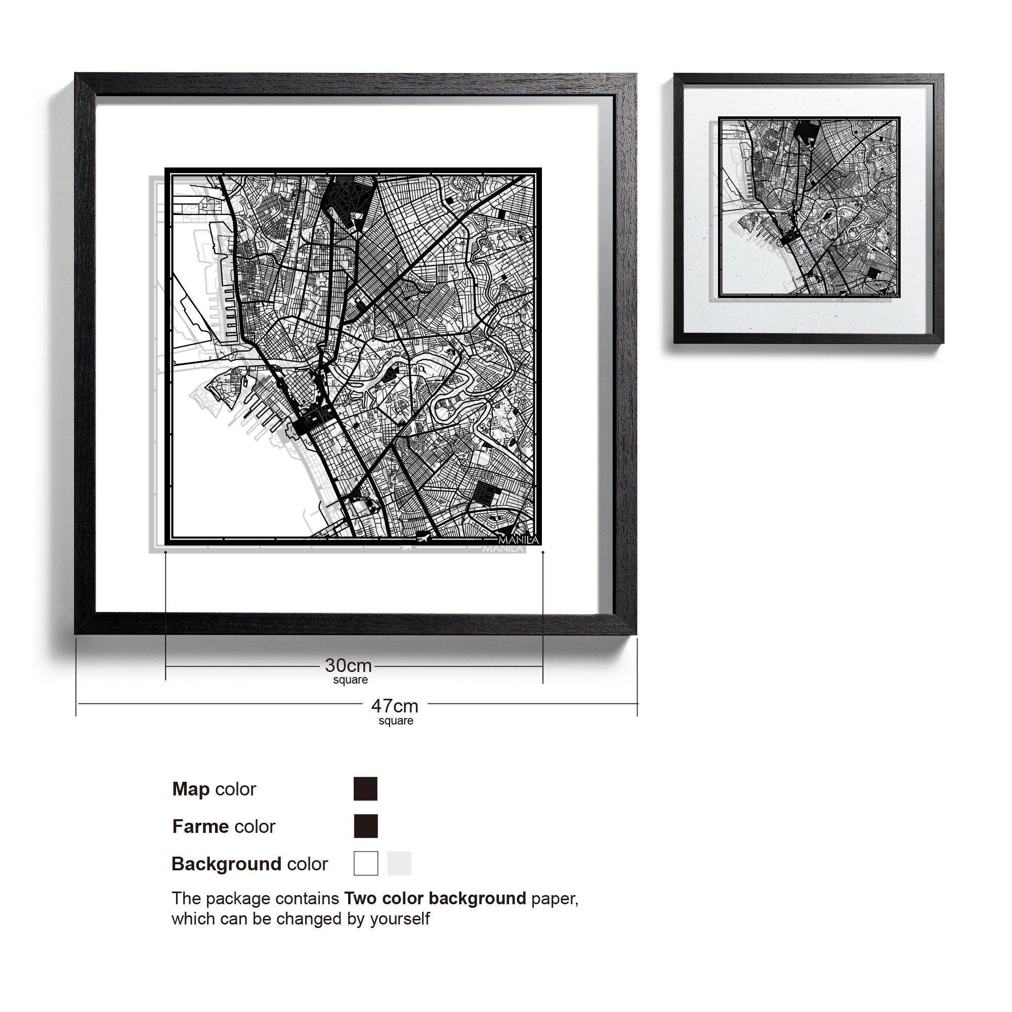 Paper cut maps Asia (South, Southeast, West) & Oceania framed 18 in, map art