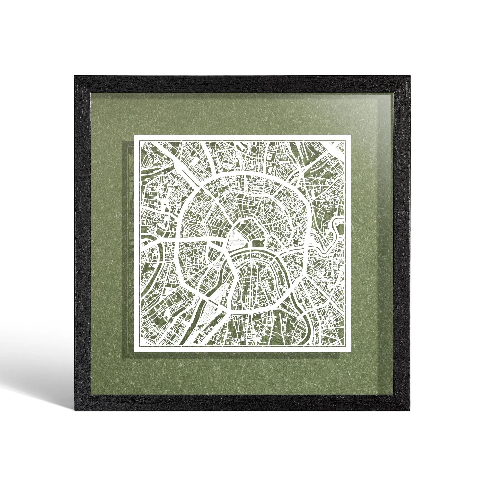 o3designstudio Moscow Paper cut map framed 9 inch White map Black frame map art 22MF3010BW