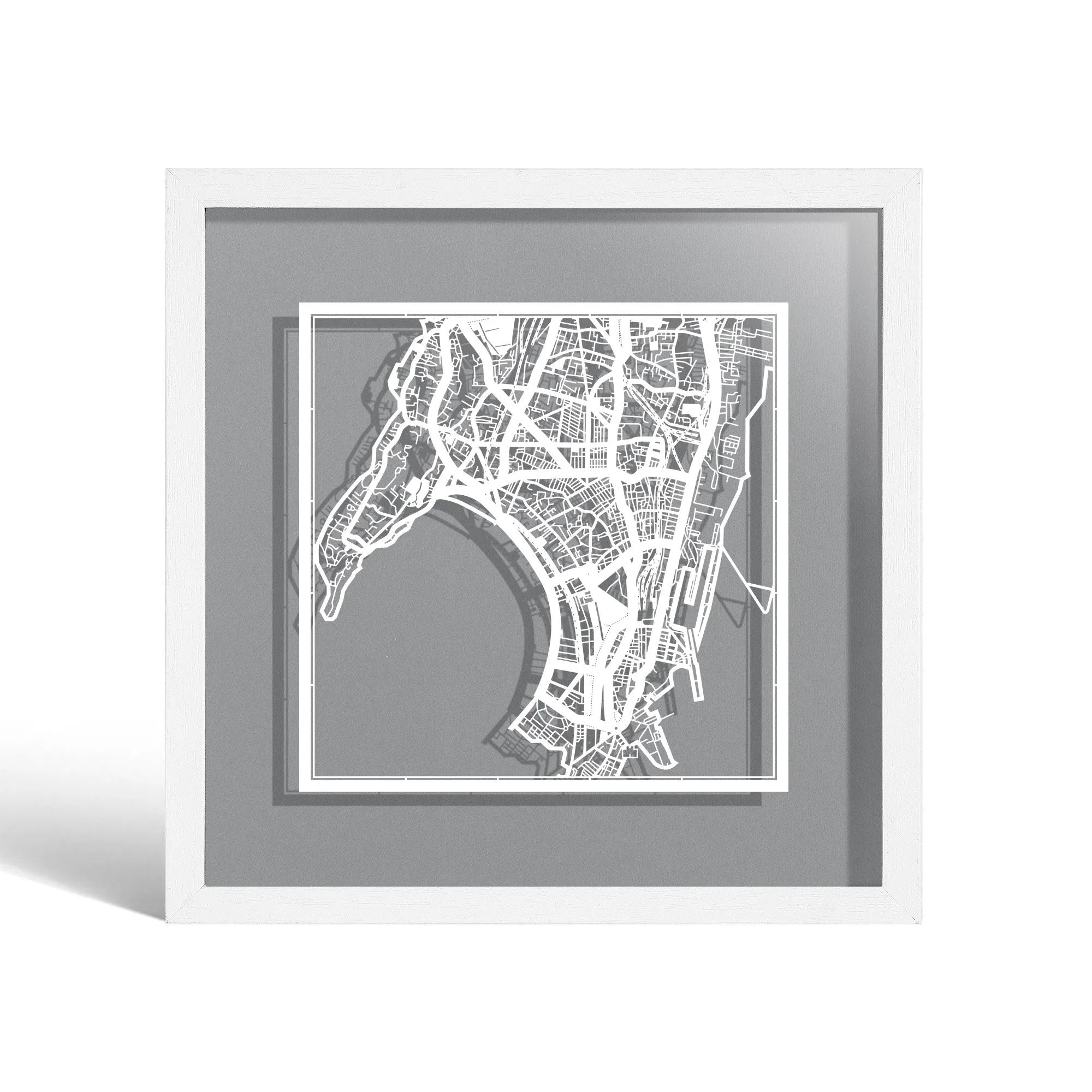 o3designstudio Melbourne Paper cut map framed 9 inch Black map Black frame map art 22MF1008BB