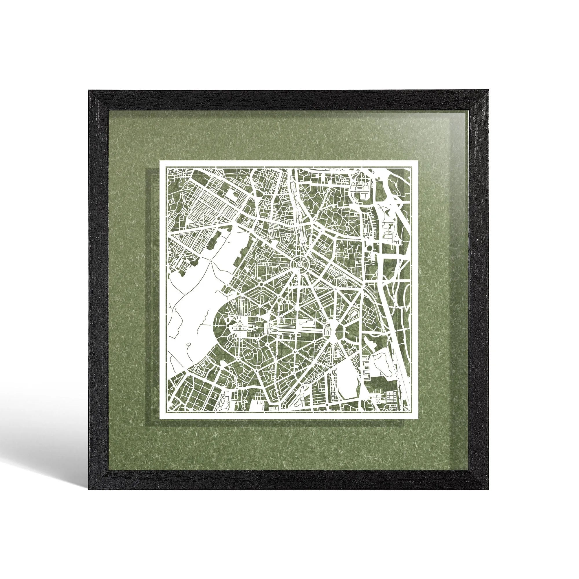 o3designstudio New Delhi Paper cut map framed 9 inch White map White frame map art 22MF1015WW