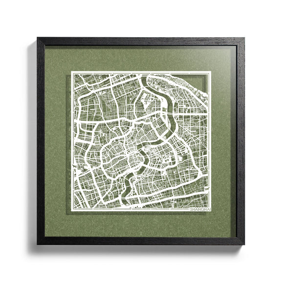 Paper cut maps Asia (East) framed 18 in, map art