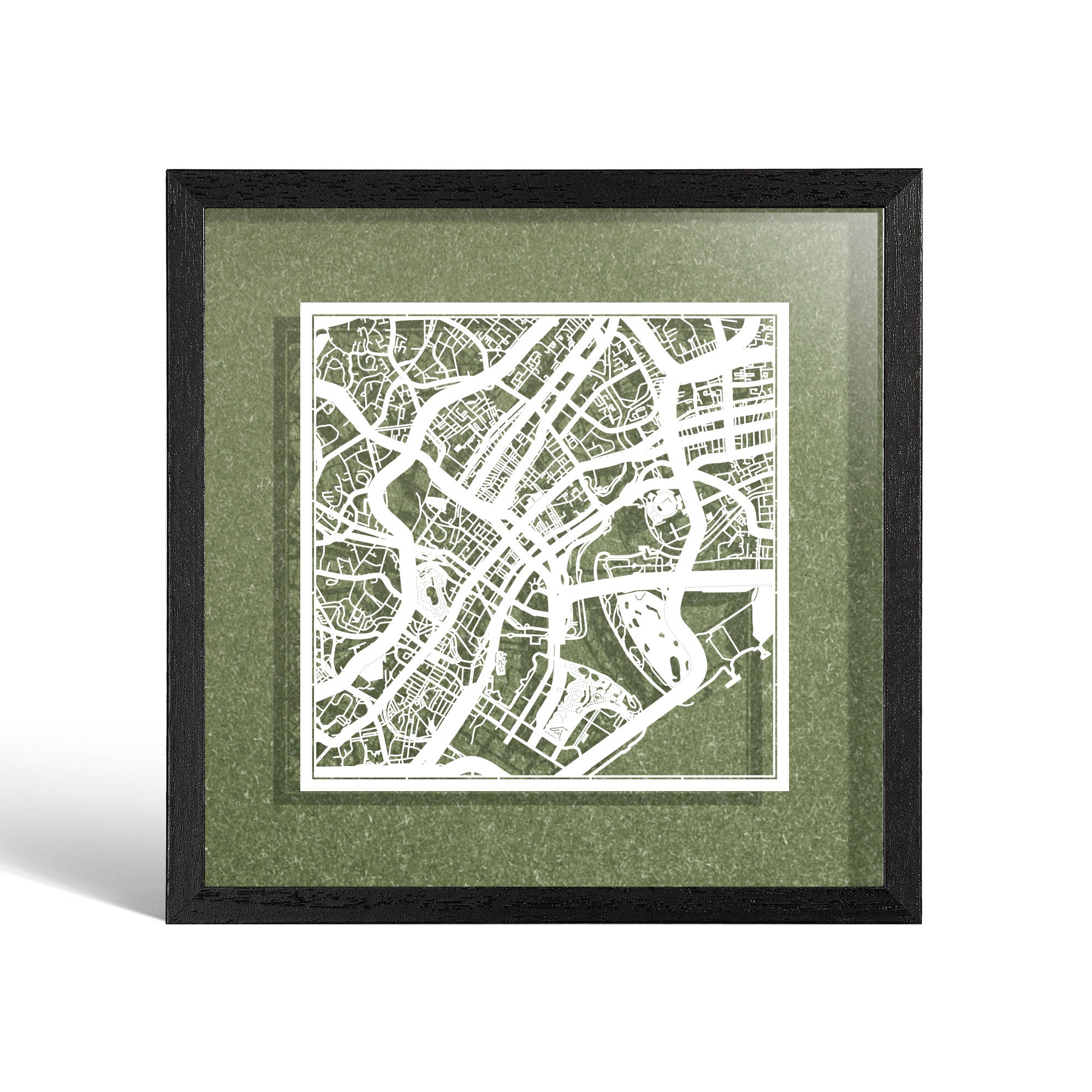 o3designstudio Singapore Paper cut map framed 9 inch White map Black frame map art 22MF1011BW