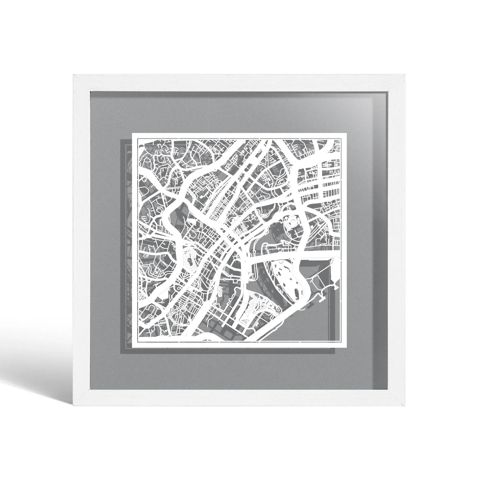 o3designstudio Perth Paper cut map framed 9 inch Black map Black frame map art 22MF1007BB
