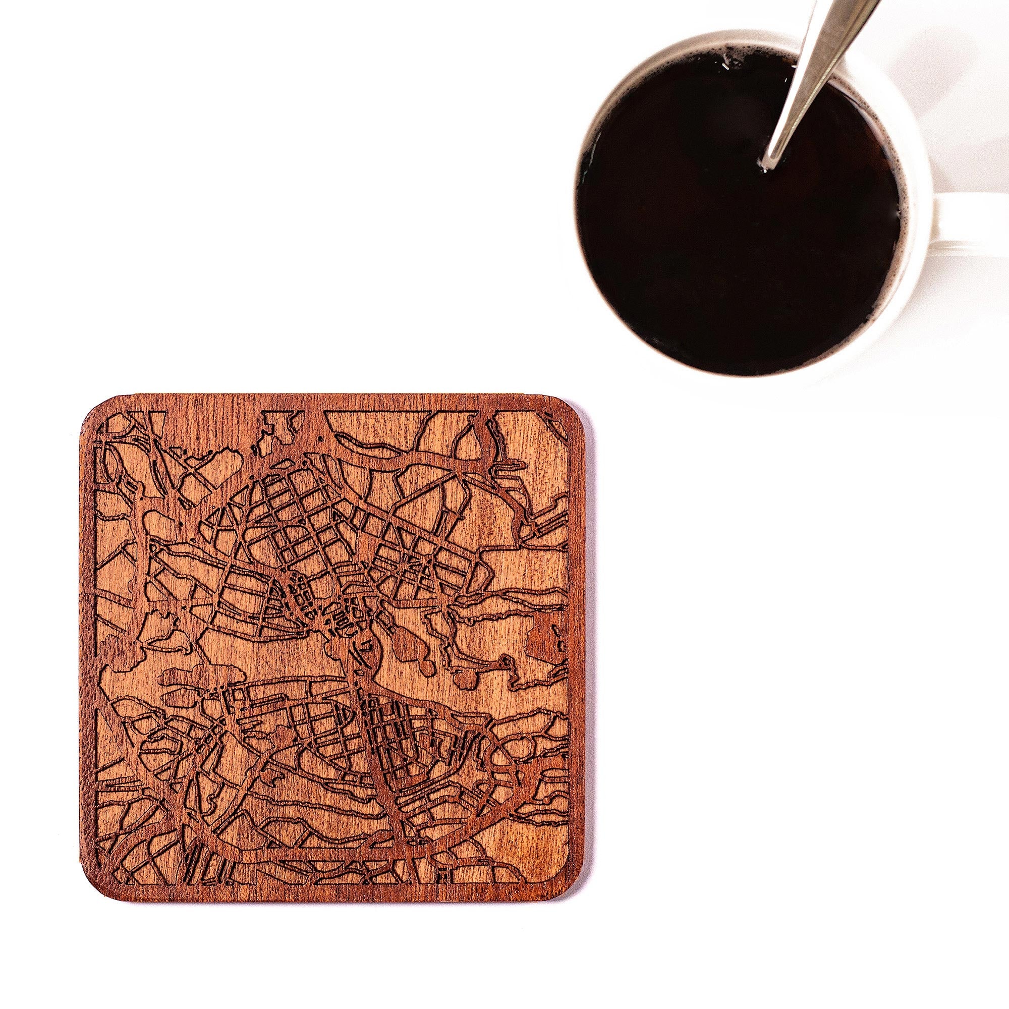 o3designstudio-Stockholm Wooden Map coasters city map MC3018-1