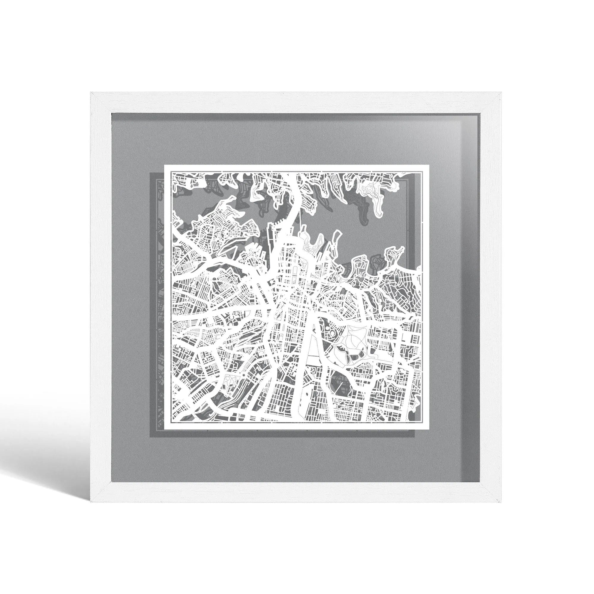 o3designstudio Singapore Paper cut map framed 9 inch Black map Black frame map art 22MF1011BB