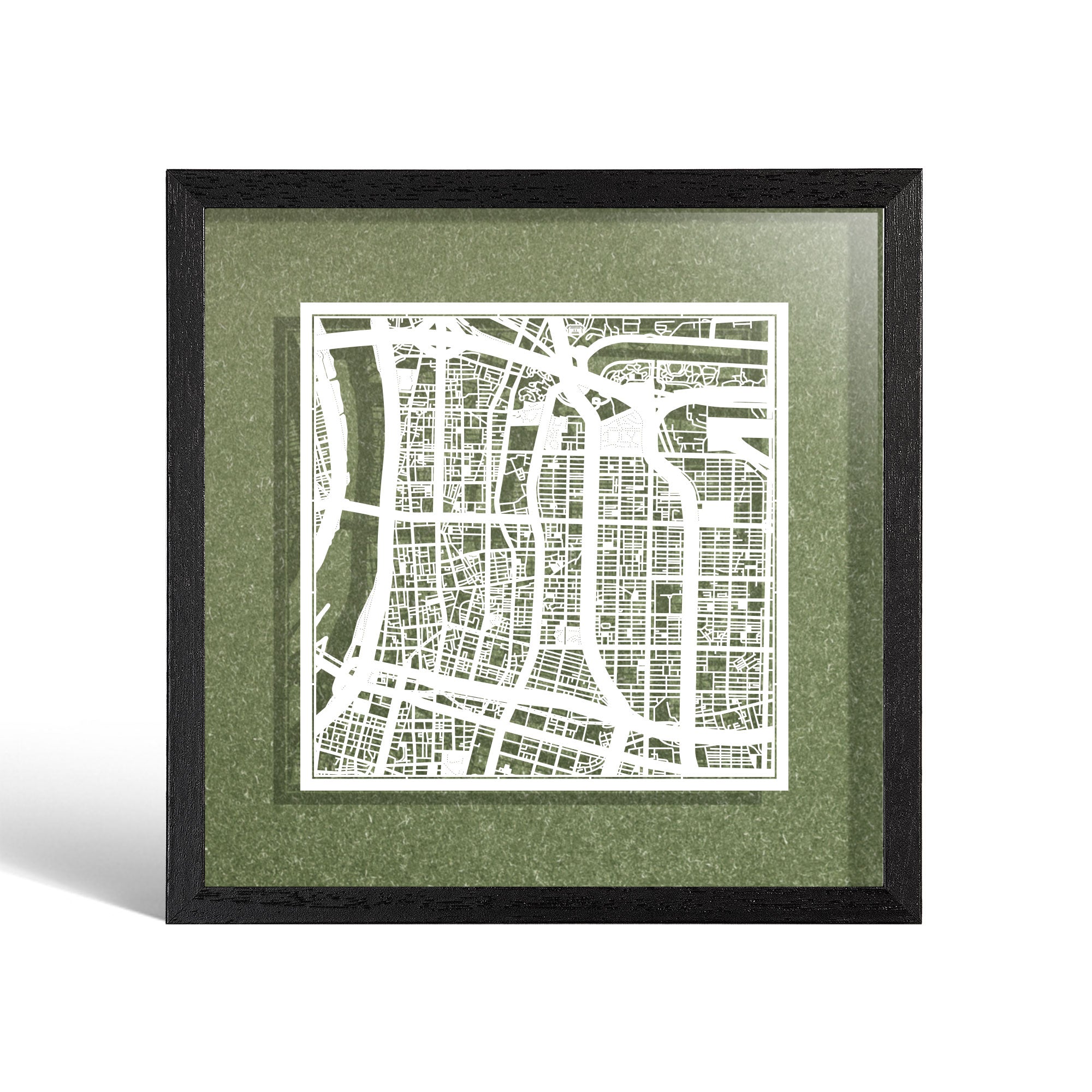 o3designstudio Taipei Paper cut map framed 9 inch White map Black frame map art 22MF1024BW