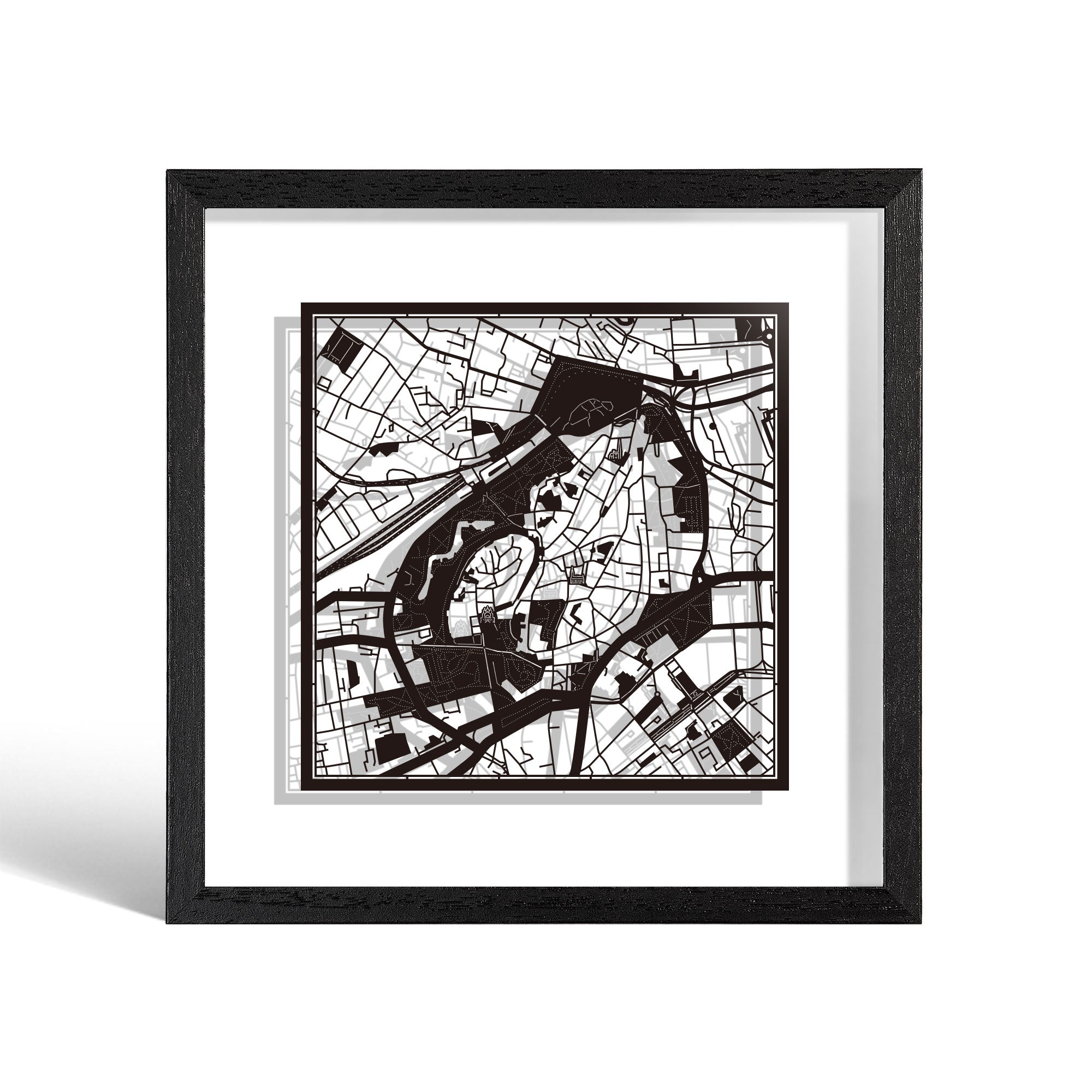 o3designstudio Tallinn Paper cut map framed 9 inch Black map Black frame map art 22MF3058BB