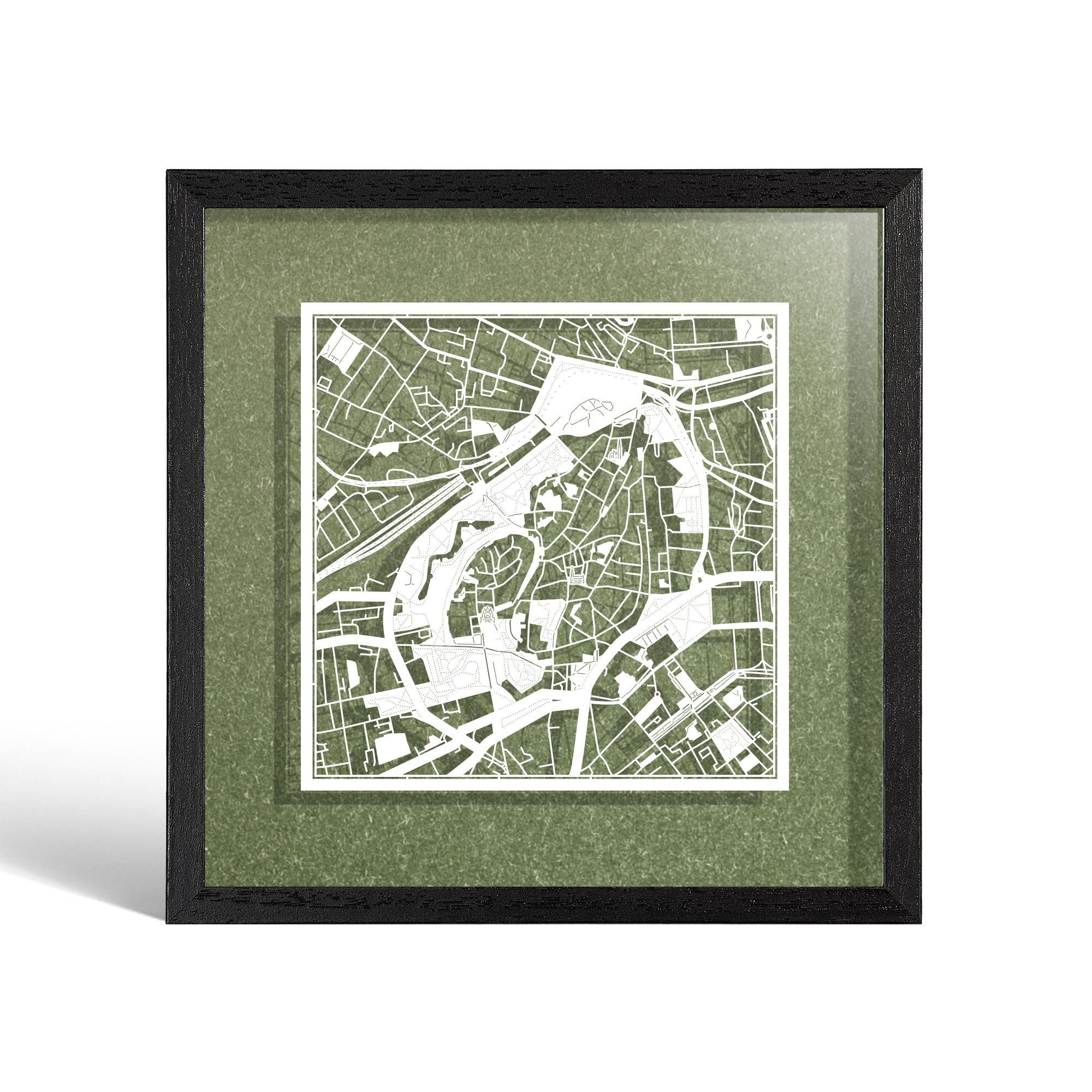 o3designstudio Tallinn Paper cut map framed 9 inch White map Black frame map art 22MF3058BW