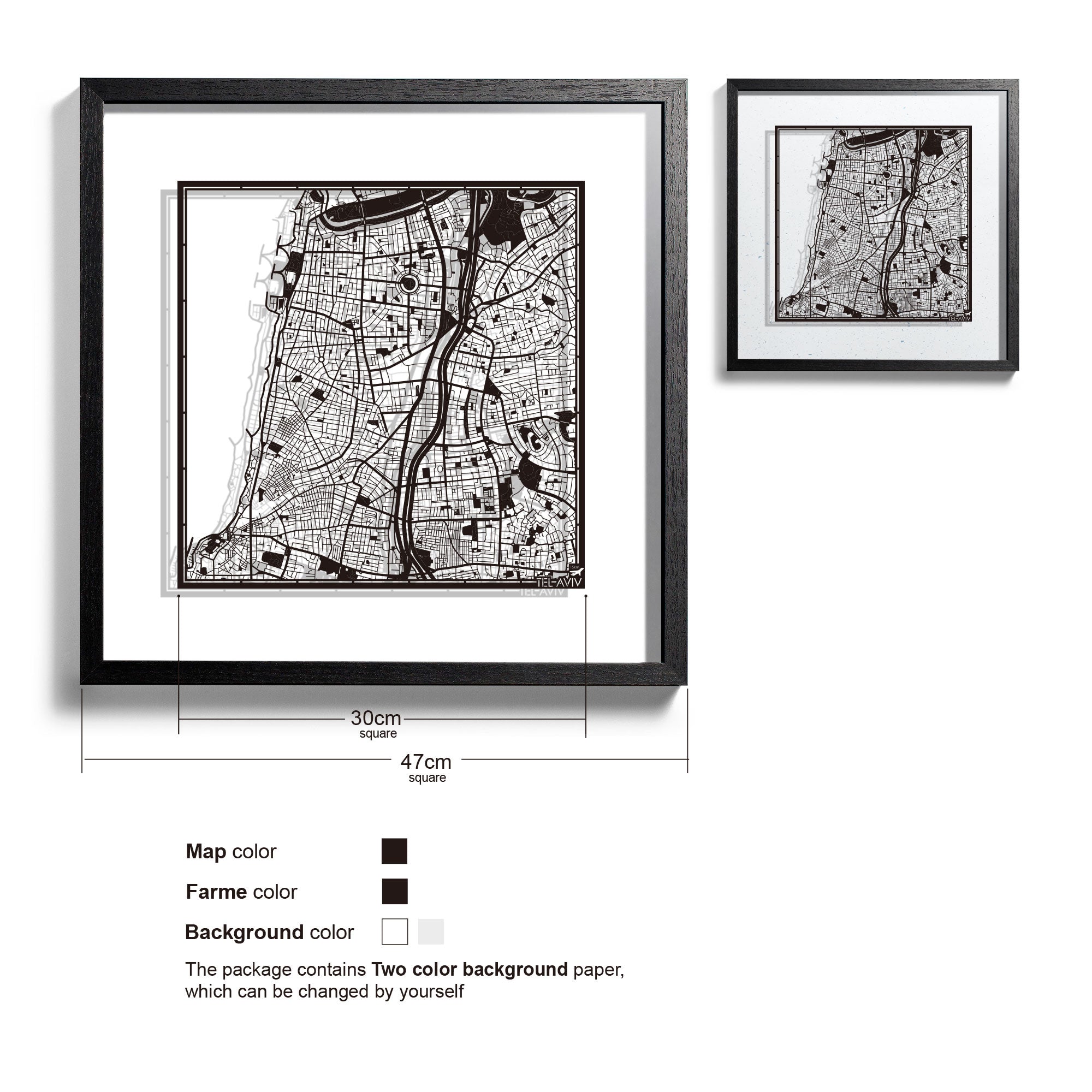 Paper cut maps Asia (South, Southeast, West) & Oceania framed 18 in, map art