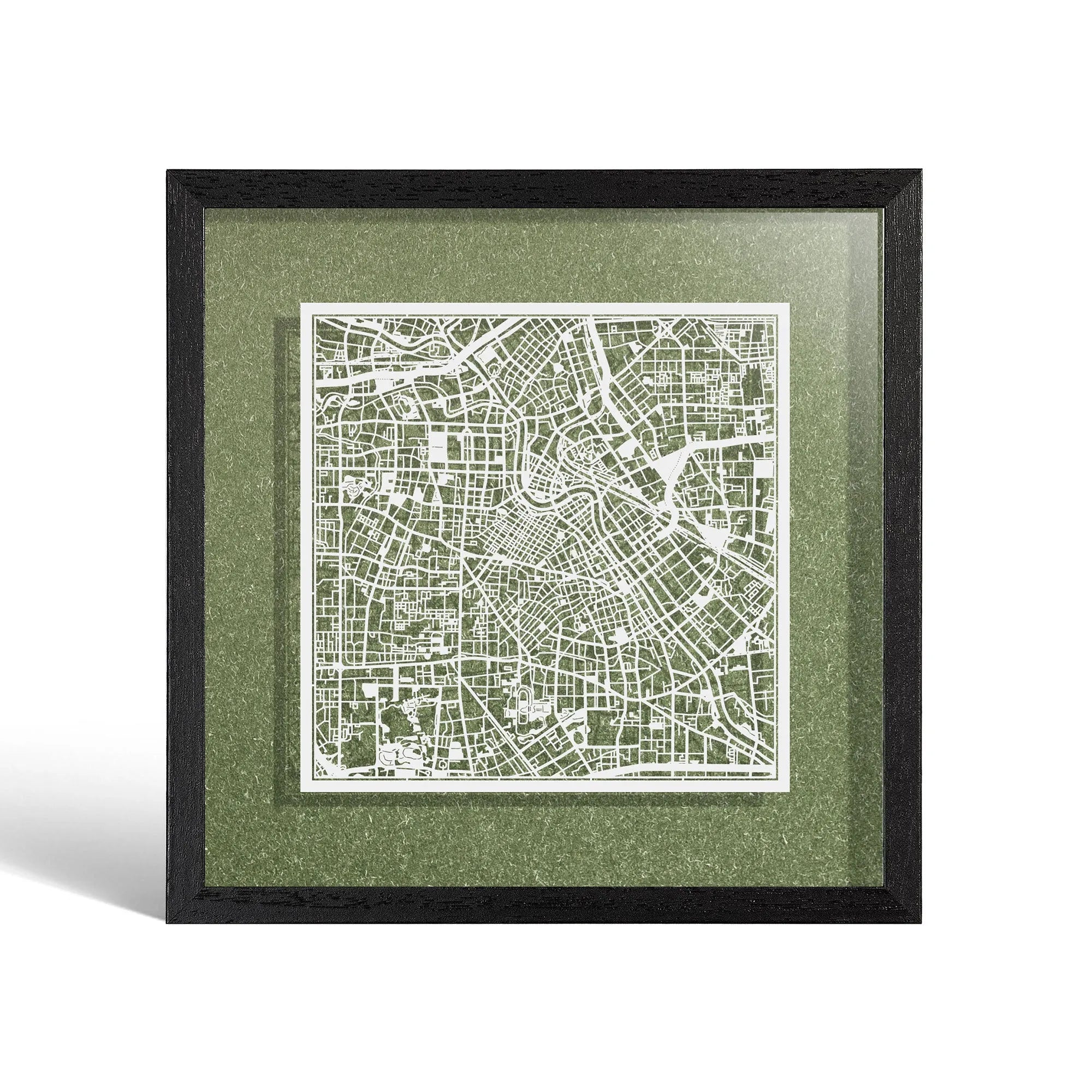 o3designstudio Tianjin Paper cut map framed 9 inch White map Black frame map art 22MF1034BW