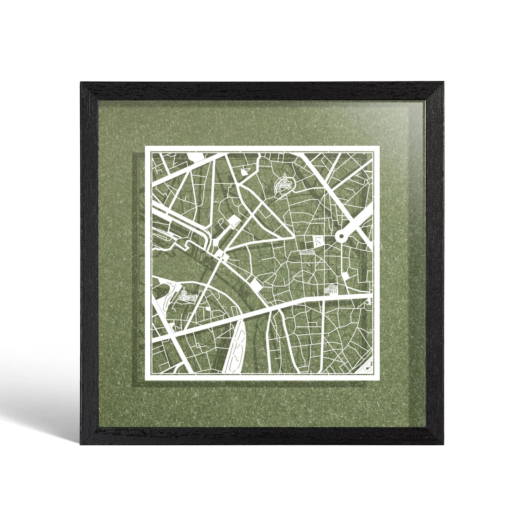 o3designstudio.com/webp/o3designstudio-Toulouse-Paper-cut-map-framed-9-inch-White-map-Black-frame-map-art-22MF3047BW