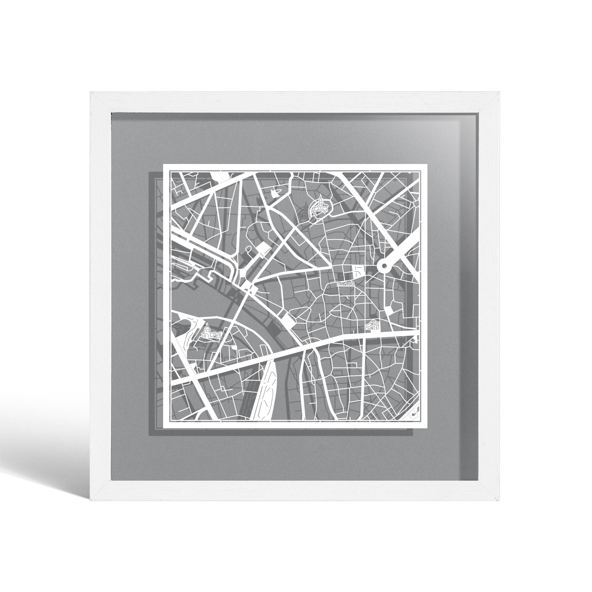 Paper cut maps Europe (west) framed 9 in, map art