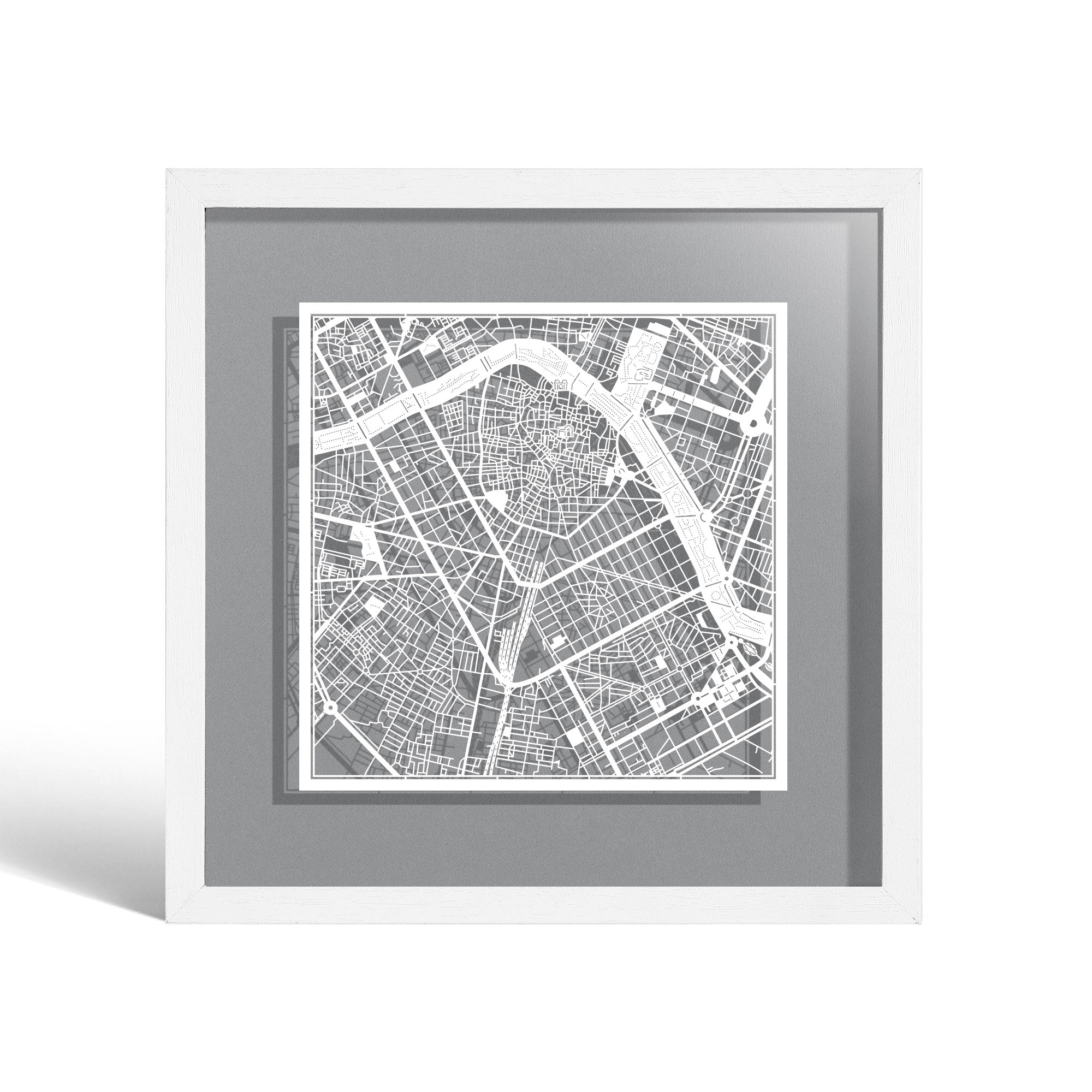 Paper cut maps Europe (west) framed 9 in, map art