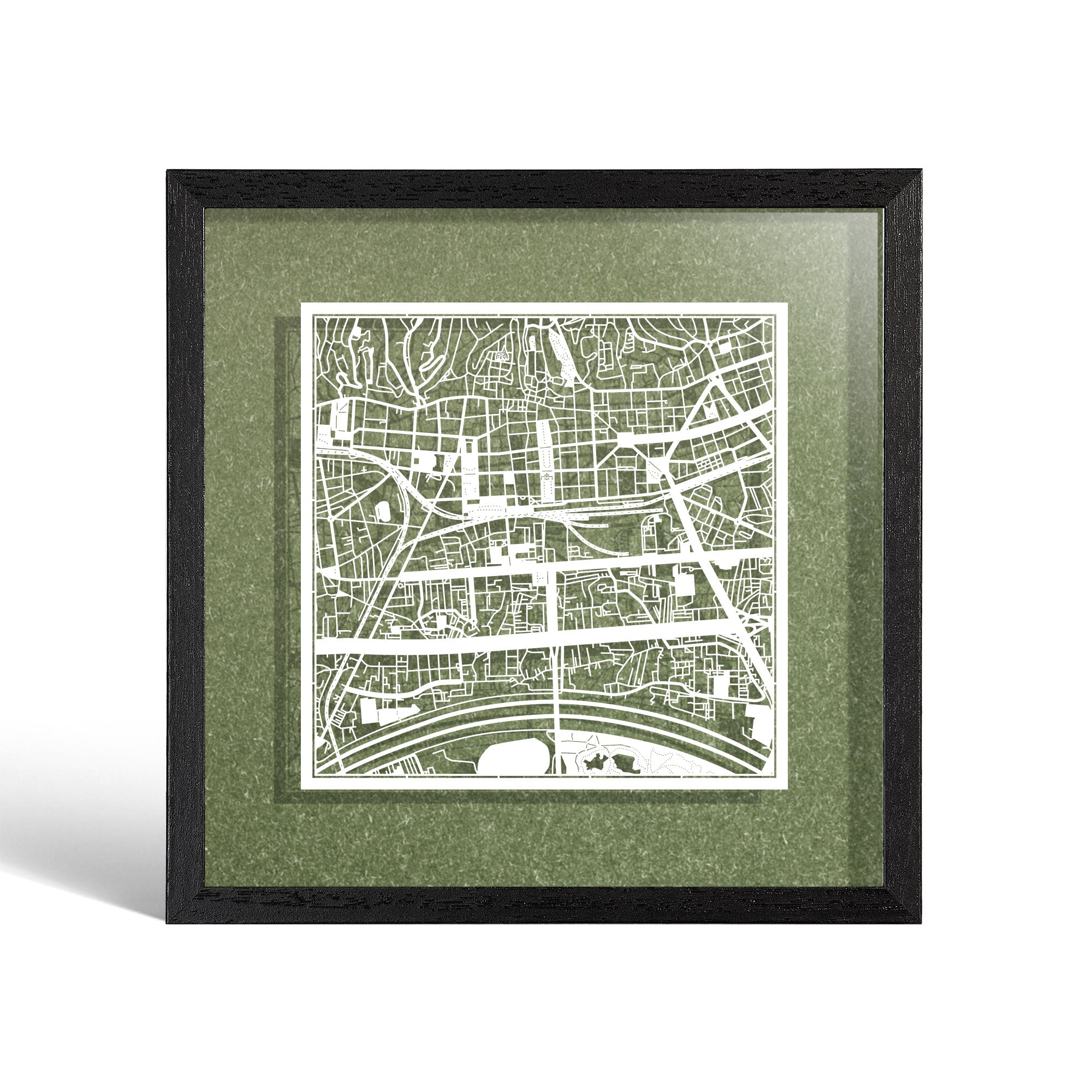 o3designstudio Zagreb Paper cut map framed 9 inch White map Black frame map art 22MF3062BW