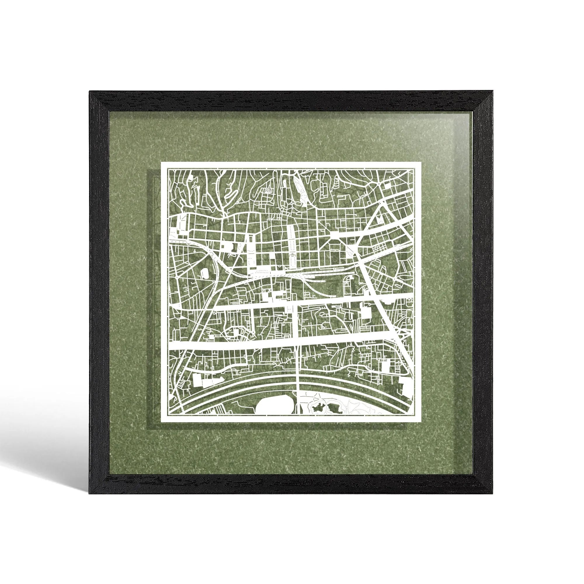 o3designstudio Zagreb Paper cut map framed 9 inch White map Black frame map art 22MF3062BW