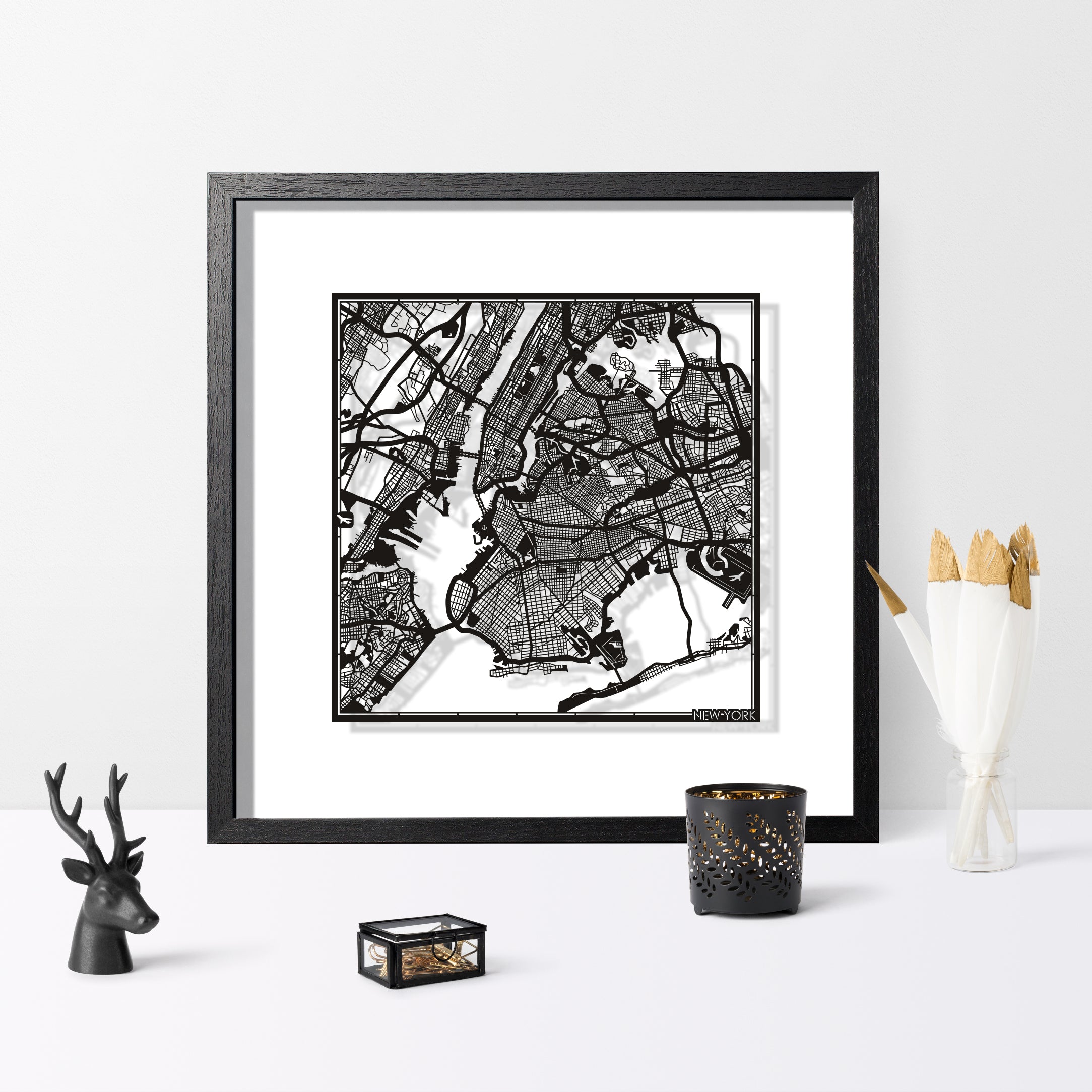 Paper cut maps Asia (East) framed 18 in, map art