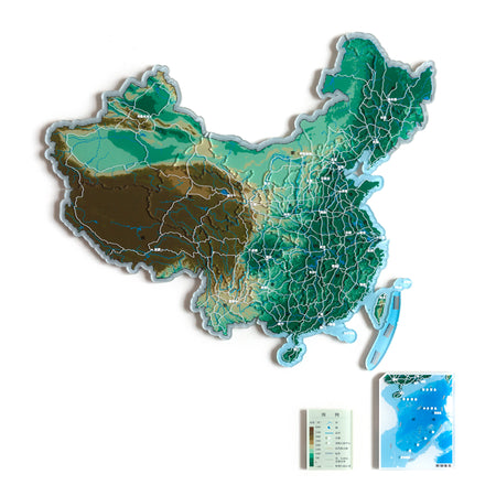 China Puzzle Piece Refrigerator Magnet | 29 Piece Acrylic Puzzle | Topographic Contours - Product Image