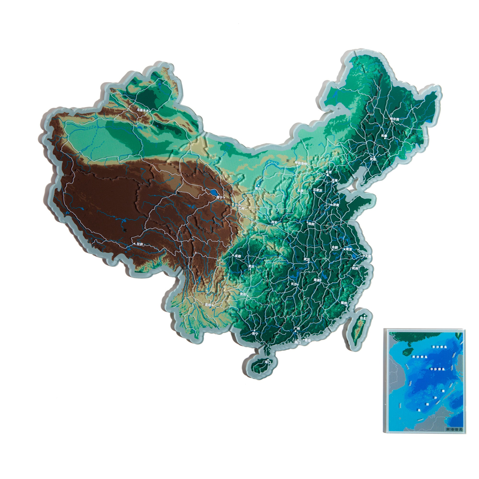 China Puzzle Piece Refrigerator Magnet | 29 Piece Acrylic Puzzle | Topographic Contours