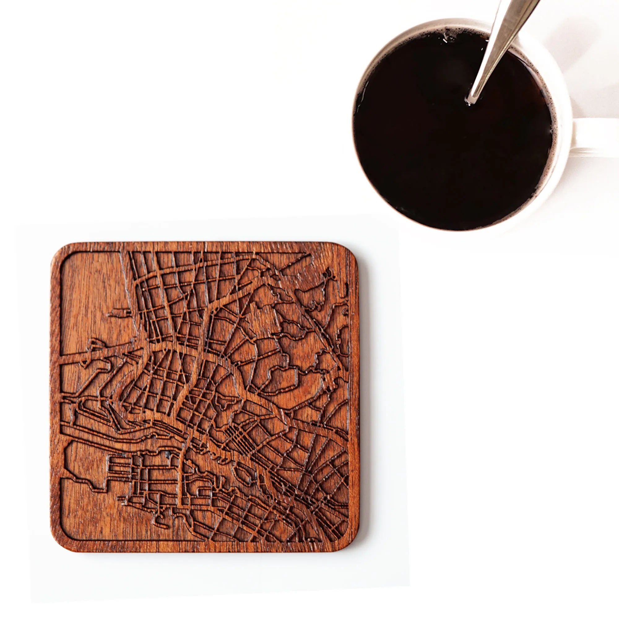 o3designstudio Oakland CA Wooden Map coasters city map craft MC2058-1