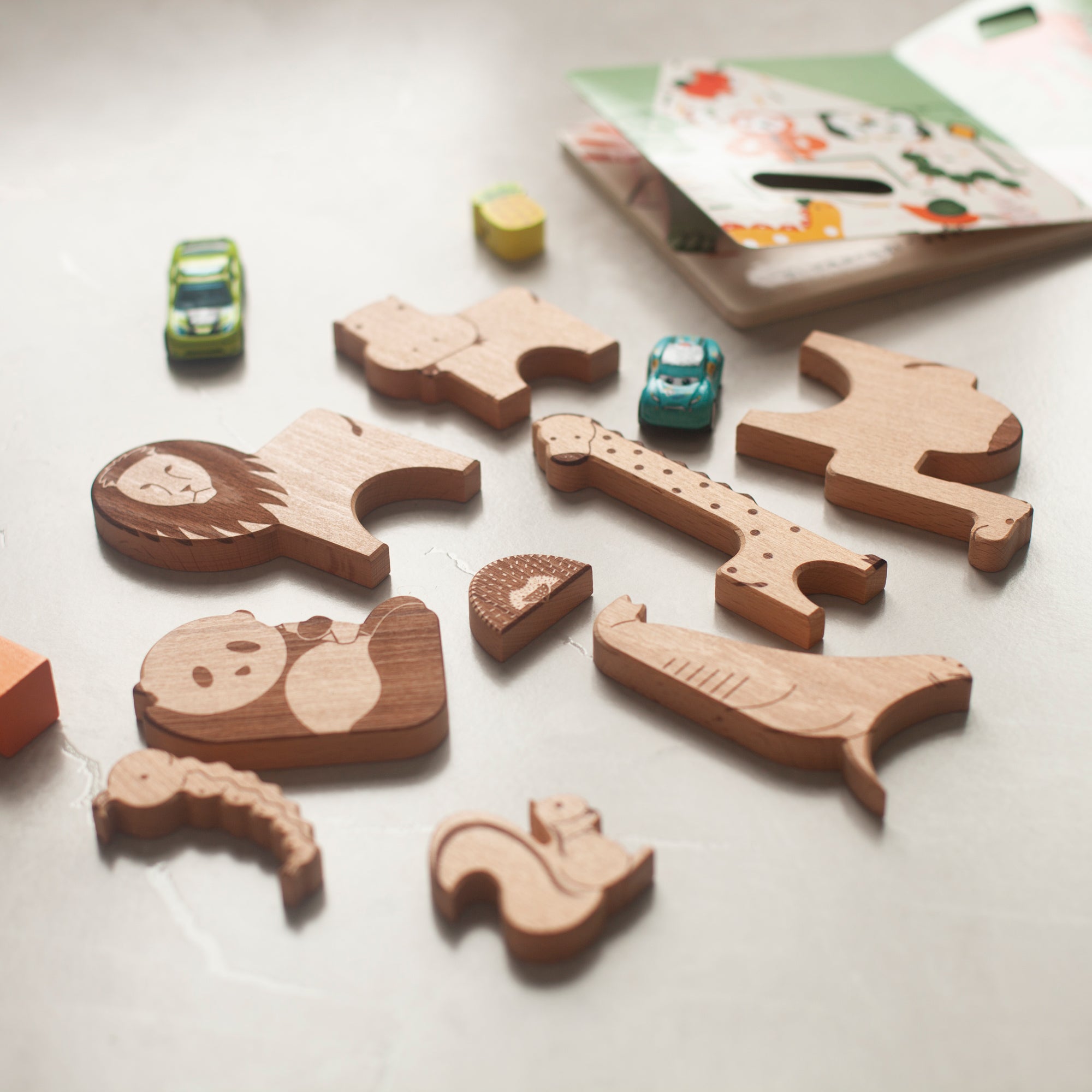 Wooden Animal Jigsaw Puzzle Fridge Magnets, 8 PCS Refrigerator Magnets, Cute Zoo