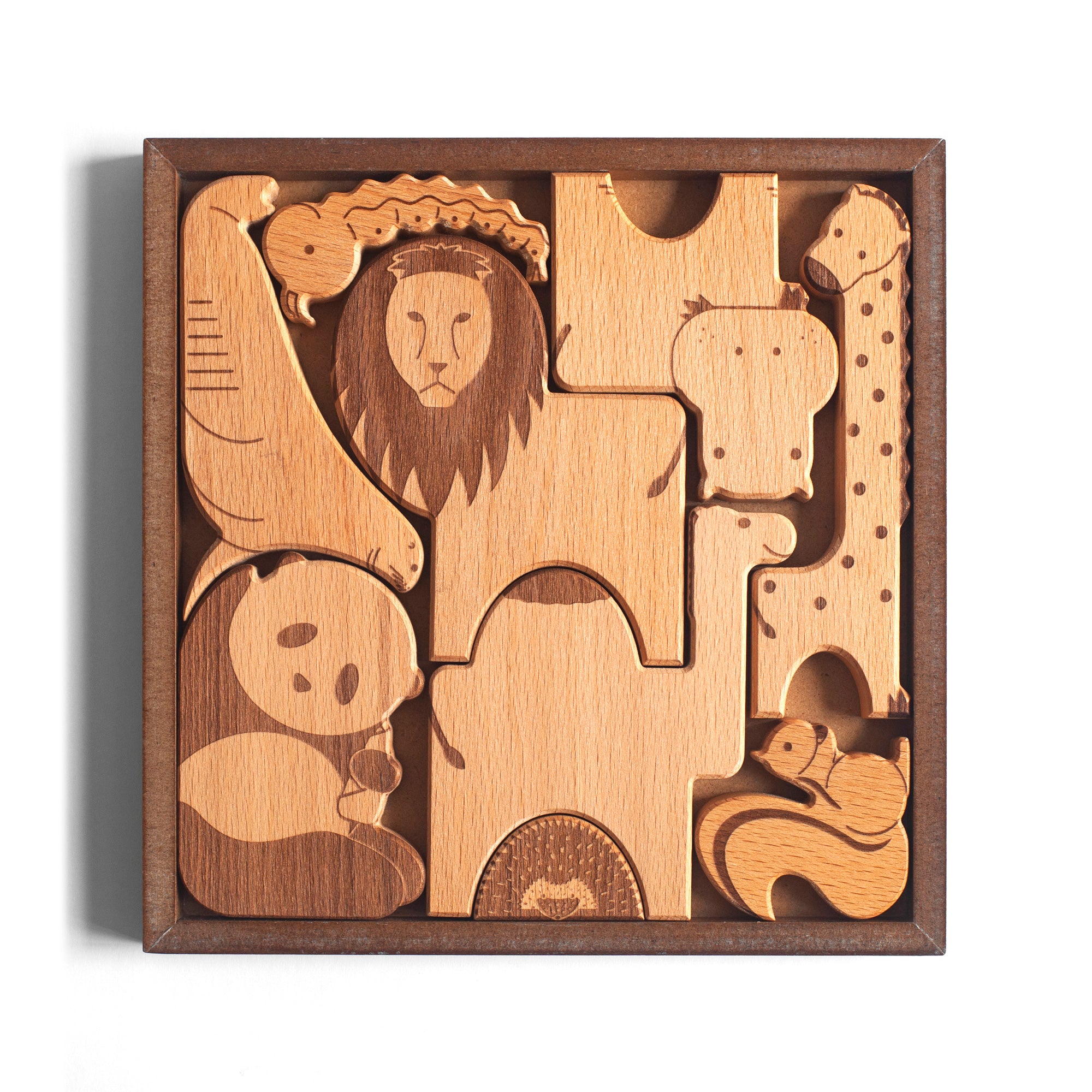 Wooden Animal Jigsaw Puzzle Fridge Magnets, 8 PCS Refrigerator Magnets, Cute Zoo