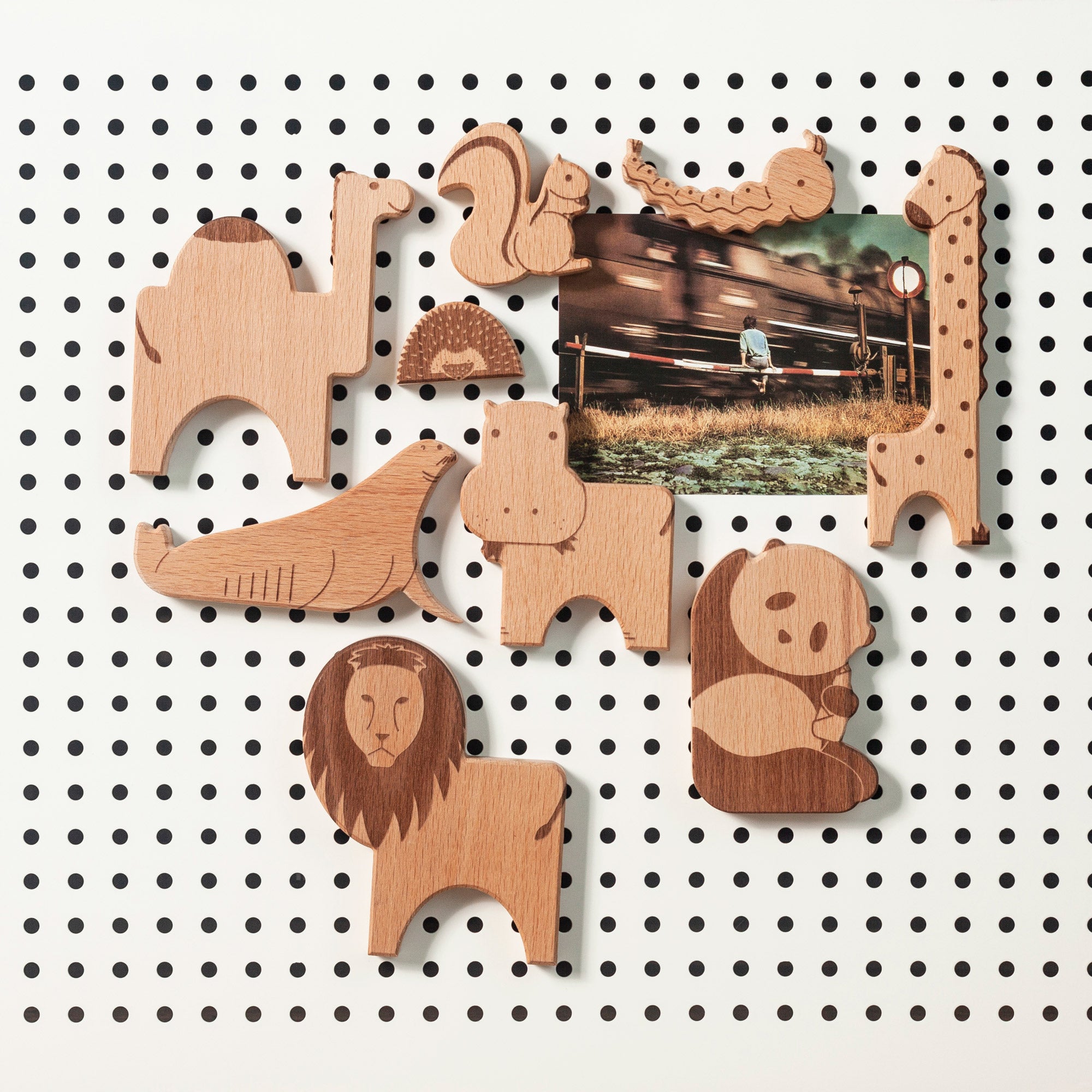 Wooden Animal Jigsaw Puzzle Fridge Magnets, 8 PCS Refrigerator Magnets, Cute Zoo