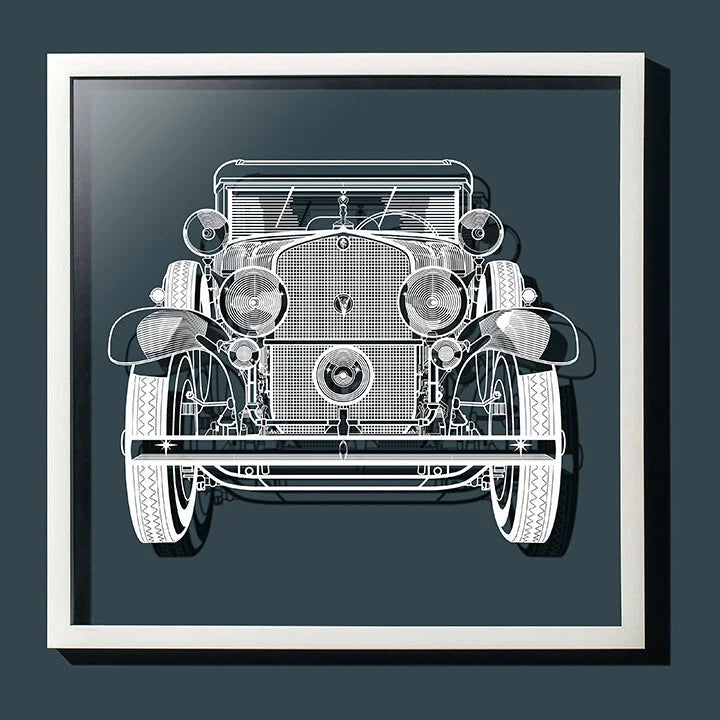 Paper-cut Antique Car 18 In. Framed, Paper Art - o3designstudio