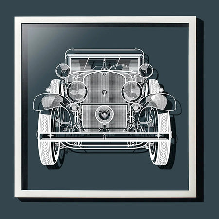 Paper-cut Antique Car 18 In. Framed, Paper Art - o3designstudio