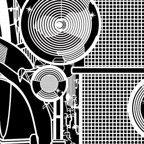 Paper-cut Antique Car 18 In. Framed, Paper Art - o3designstudio Close-up view