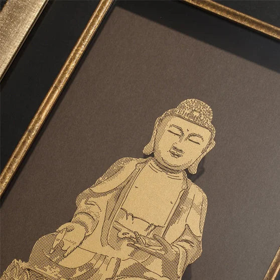Paper-cut Buddha statue, Framed - brown background o3designstudio Close-up view