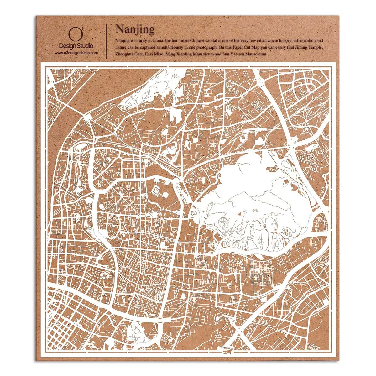 o3designstudio paper cut map Nanjing White map art MU1036W